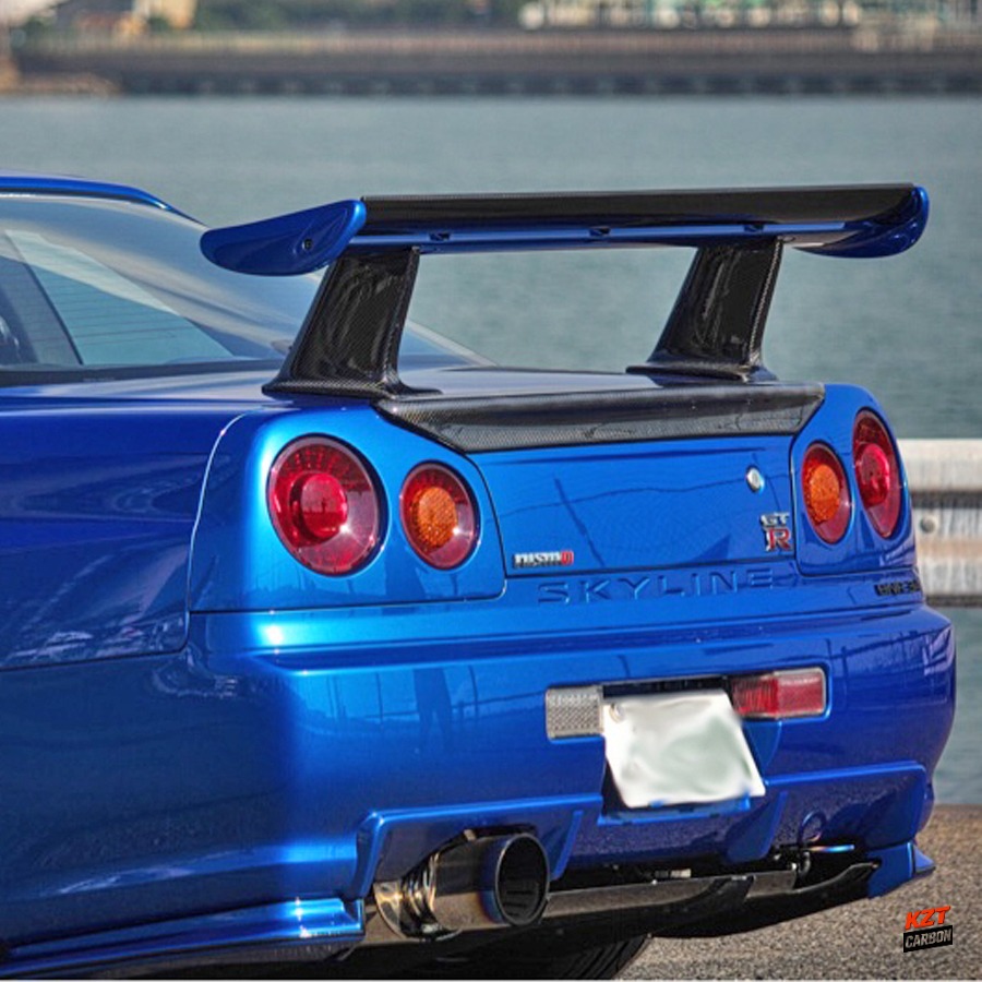 For Nissan Skyline R34 GTR GTT MI Style Duckbill Carbon Fiber Rear Trunk Spoiler