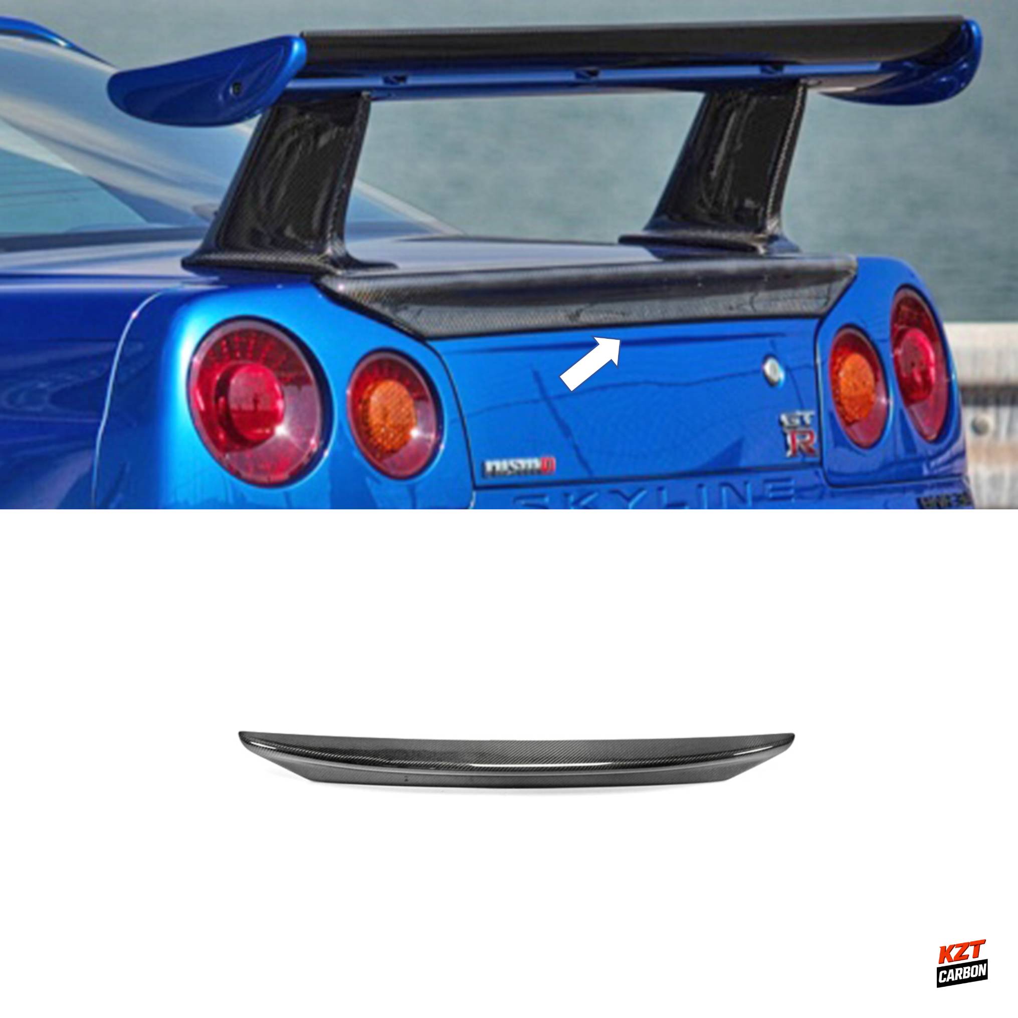 For Nissan Skyline R34 GTR GTT MI Style Duckbill Carbon Fiber Rear Trunk Spoiler