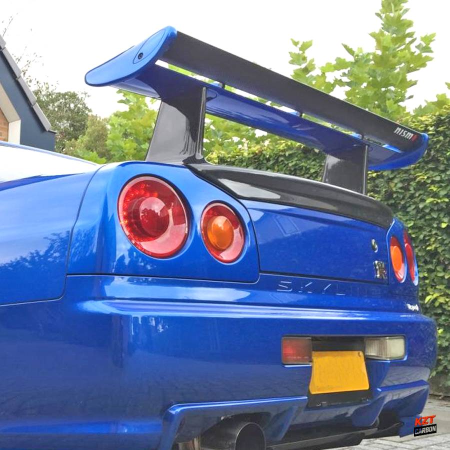 For Nissan Skyline R34 GTR GTT MI Style Duckbill Carbon Fiber Rear Trunk Spoiler