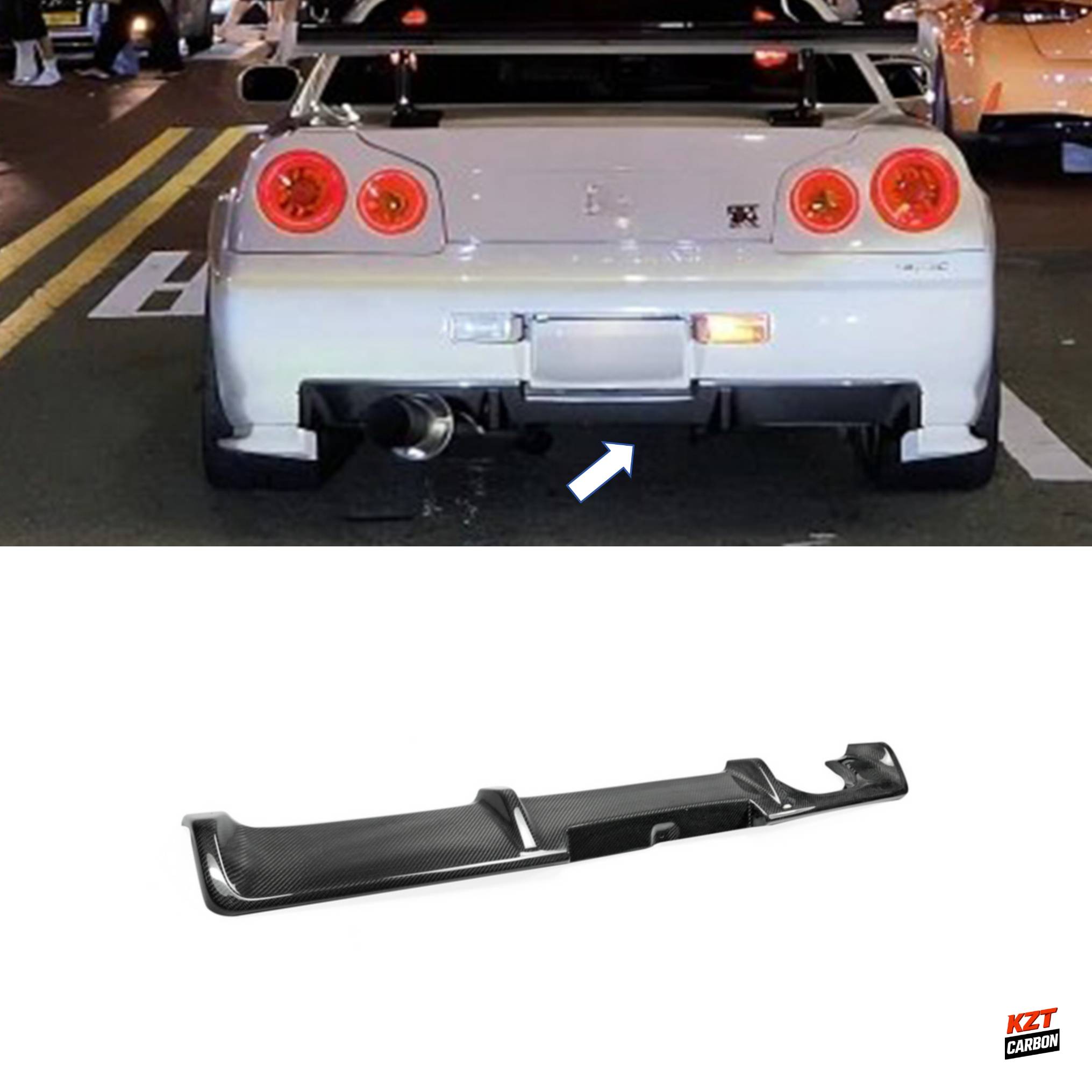 For Nissan Skyline R34 GTR OEM Rear Bumper Diffuser Add On