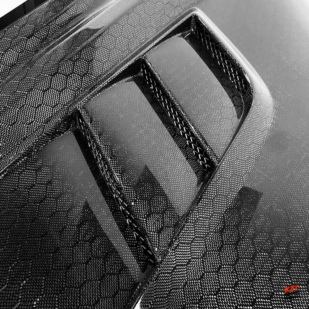 For Infiniti G37 Q40 2 Door Coupe 08-13 Honeycomb Carbon Clear Glass Vent Front Hood