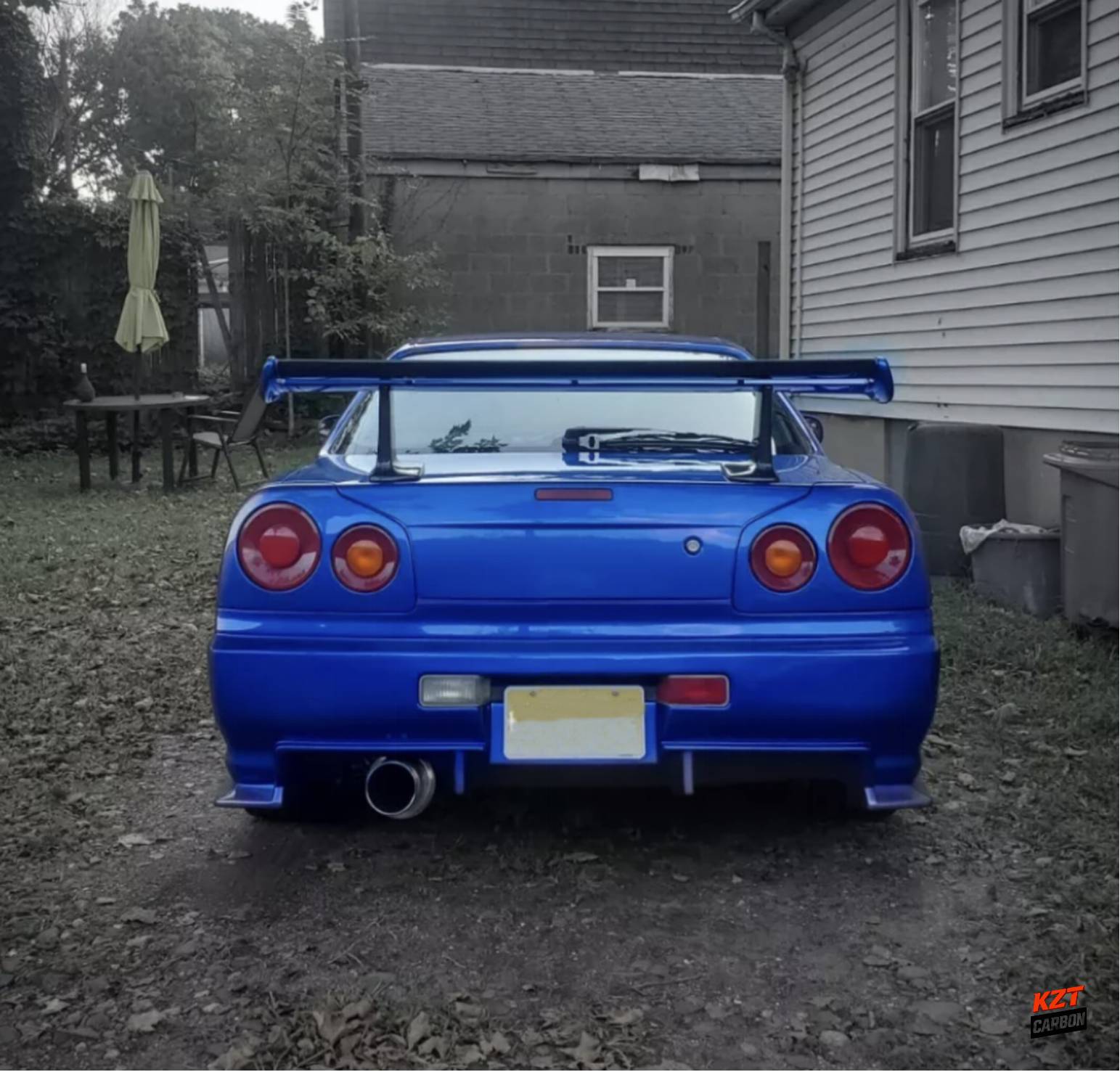 For Nissan Skyline R34 GTR OEM Spoiler with JUN High Spoiler Leg Partial Carbon Fiber (blade+caps)