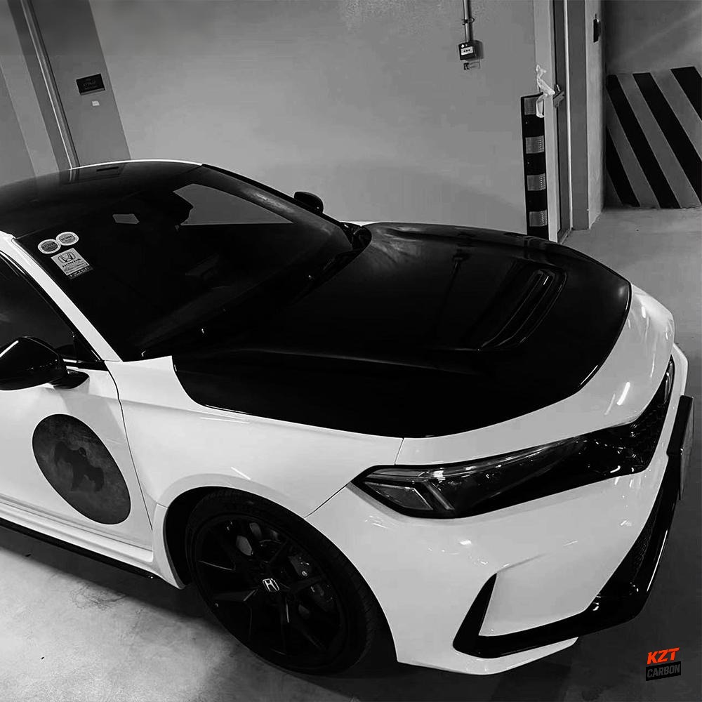 For Honda Civic 11th 2022-2024 FE1 FL1 V1 Carbon Fiber Front Bumper Hood Bonnet