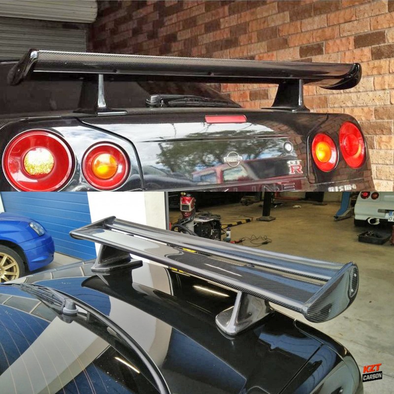 For Skyline R34 GTR OEM Rear Spoiler With Blade + Caps + Stand