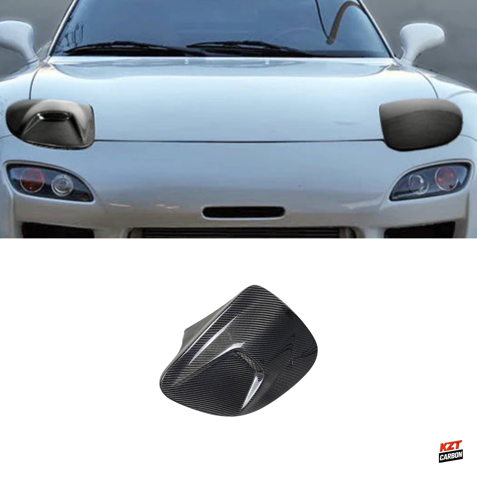 For Mazda RX-7 FD RX7 FD3S NACA Carbon Front Vented Headlight Cover Right Side