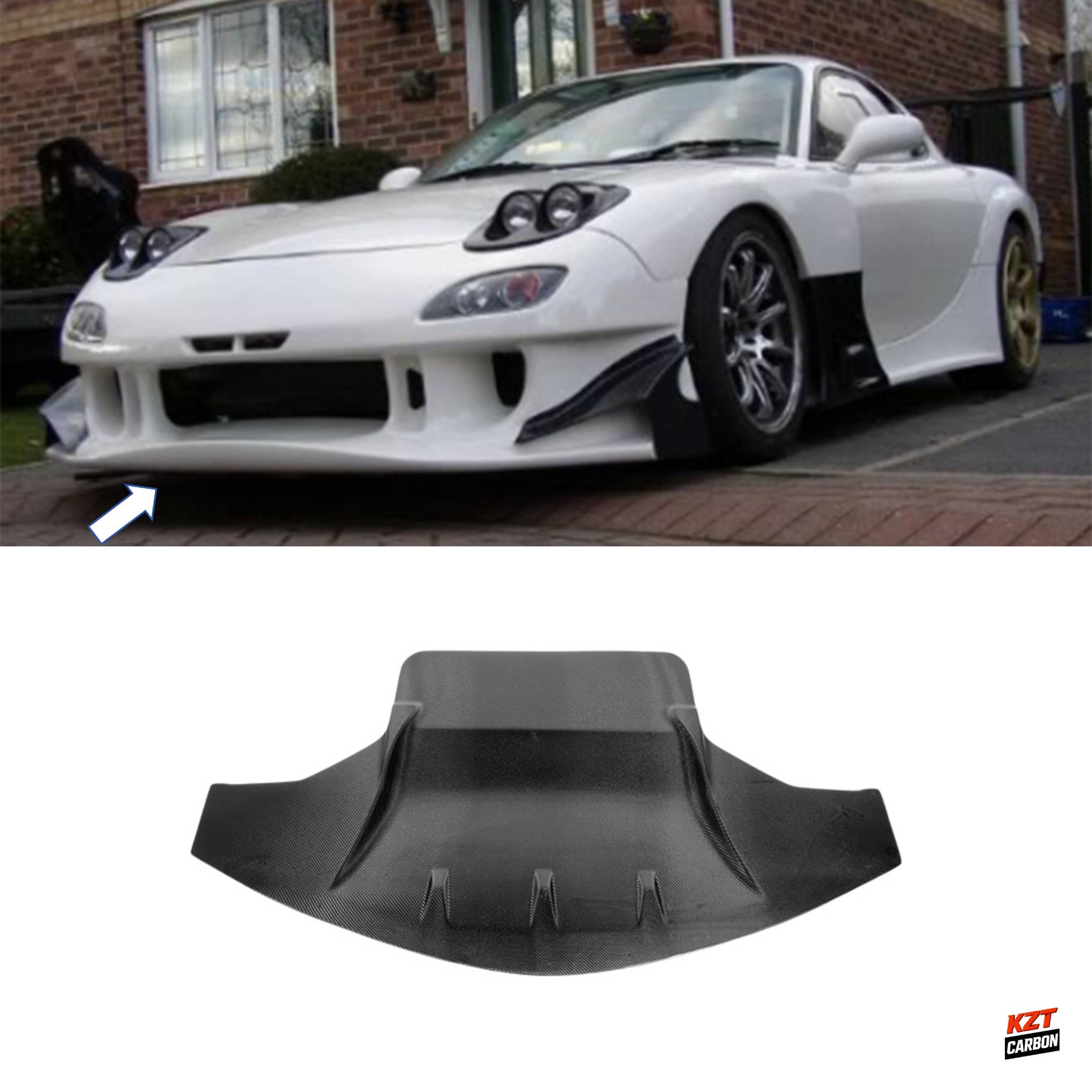 For Mazda RX7 FD3S RE-GT Style Carbon Fiber Front Bumper Bottom Lip Diffuser