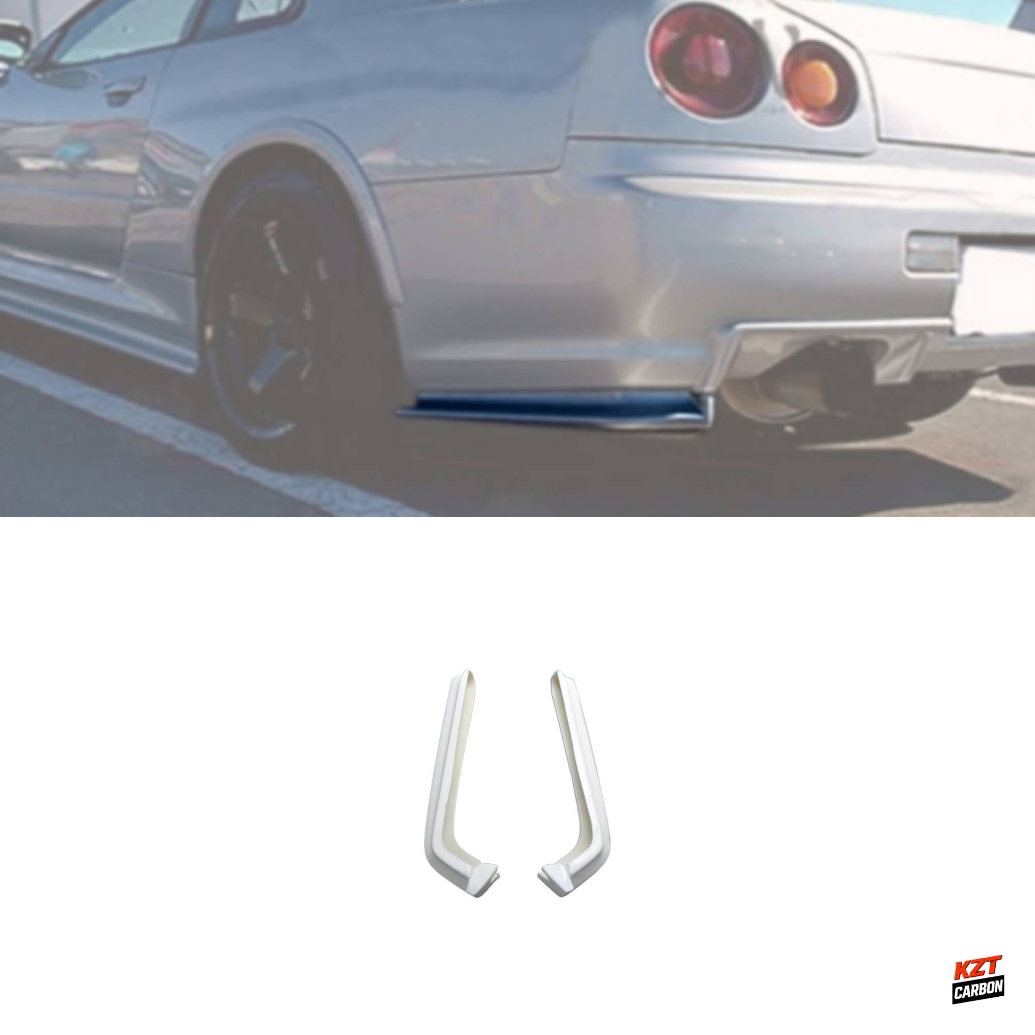 For Nissan Skyline R34 GTR NIS Style Fiberglass Unpaint Rear Spat Extension Pair