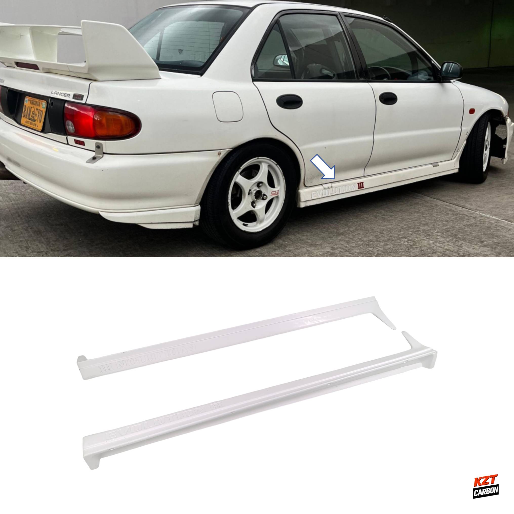 For Mitsubishi Evolution EVO 3 95-96 Fiberglass OE Style Side Skirts Body Kits