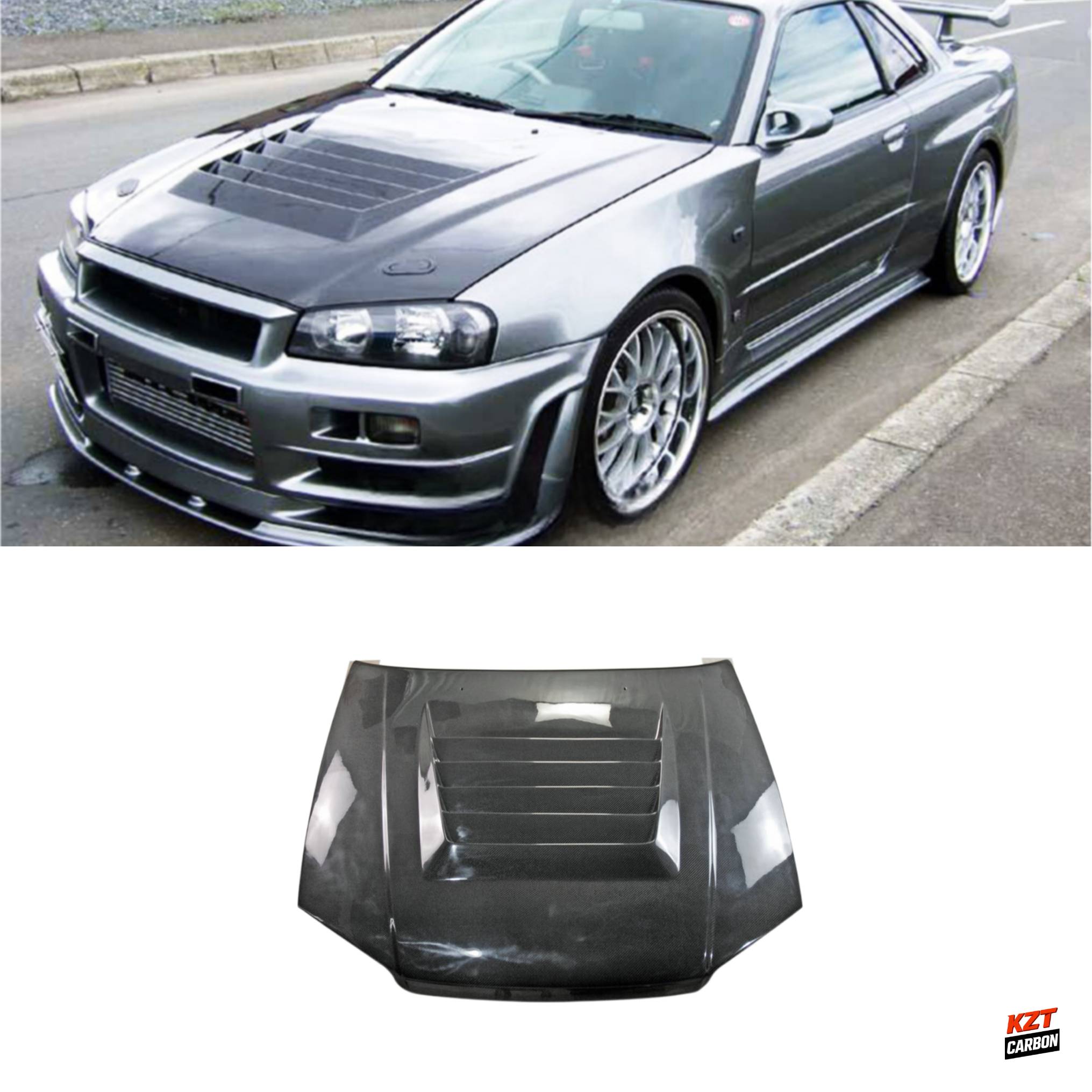 For Nissan Skyline R34 GTT NIS Style Carbon Hood