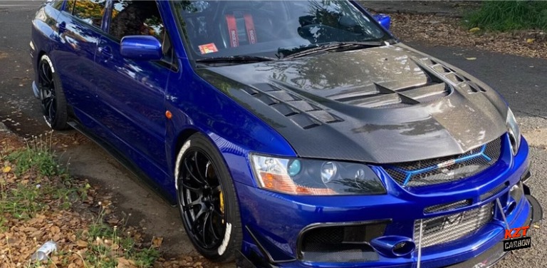 For Mitsubishi Evolution EVO 7 8 9 01-07 Matte Carbon VTX Front Vented Hood