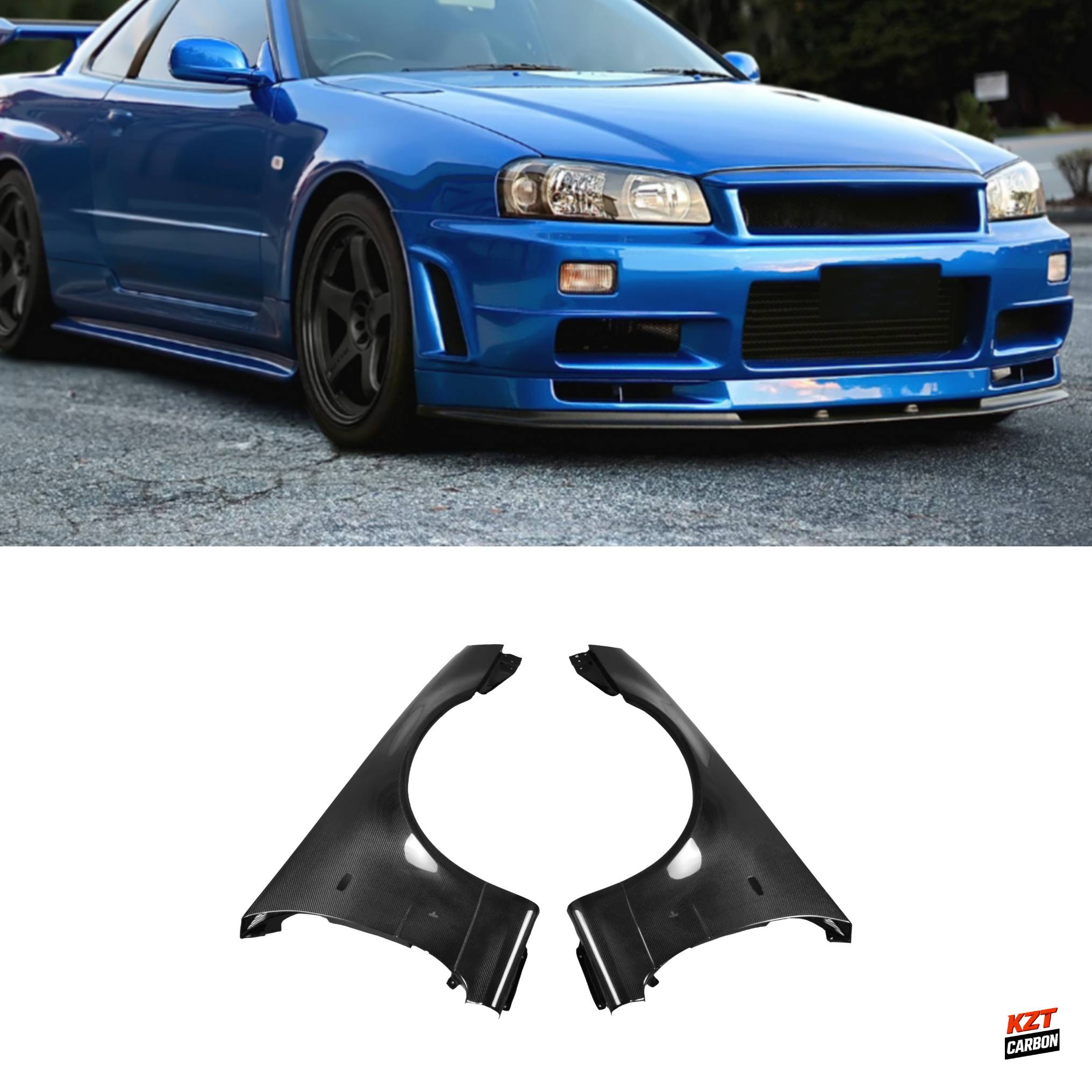 For Nissan Skyline R34 GTR GTT ZT Carbon Front Bumper Fender (can fit on GTT)