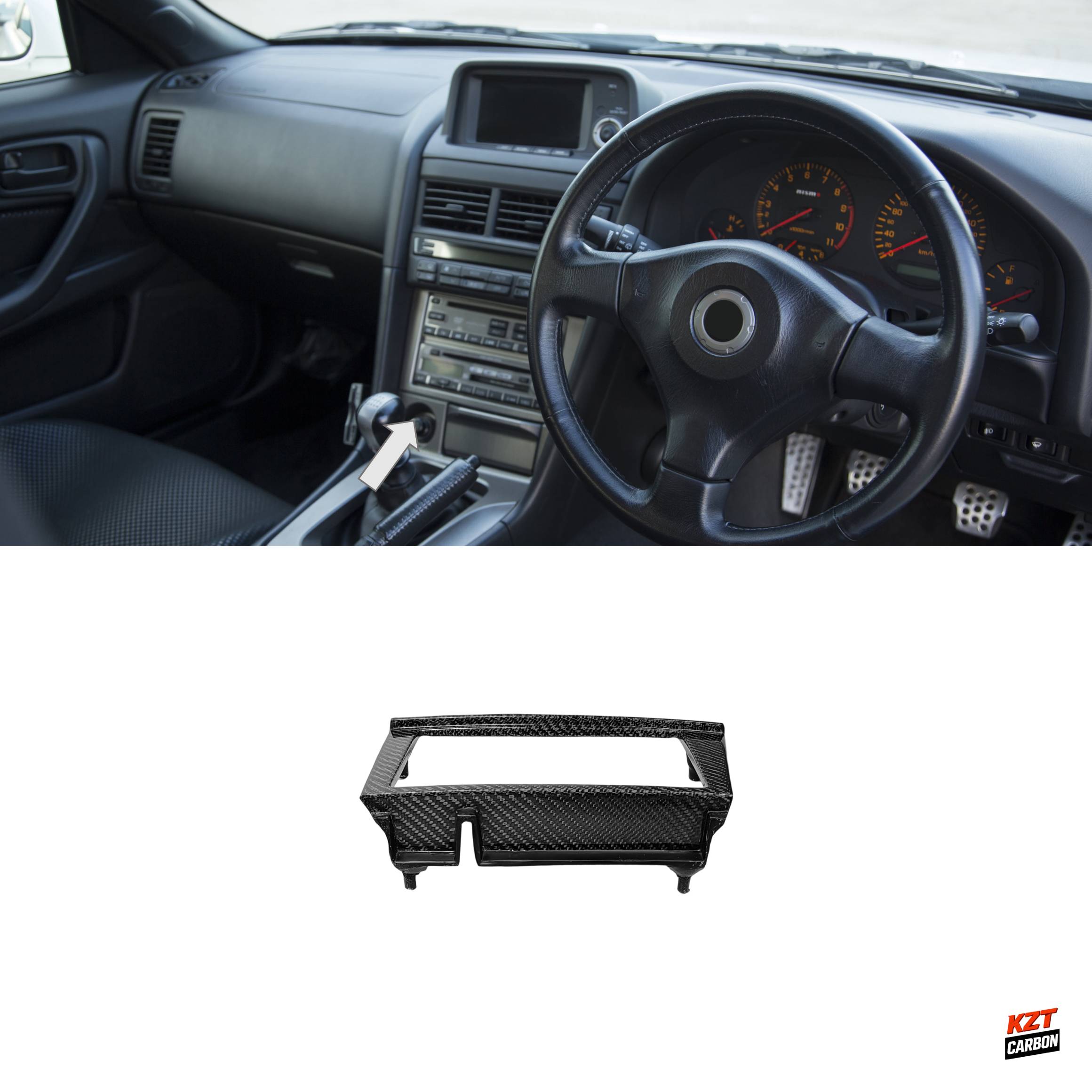 For Skyline R34 GTR GTT Carbon OE Interior Radio Monitor Surround Replacement