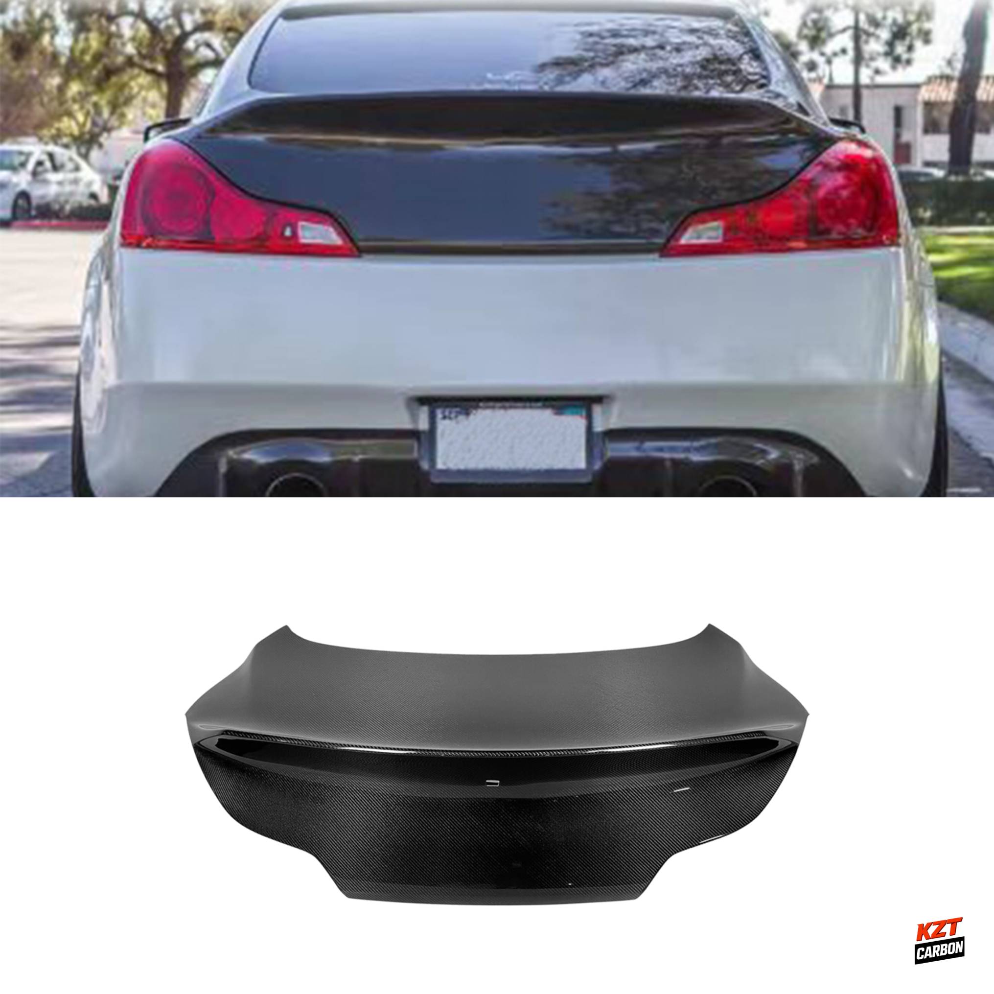 For Infiniti G37 Q40 2 Door Coupe 08-13 HT Style Carbon Rear Trunk (With Camera Hole)