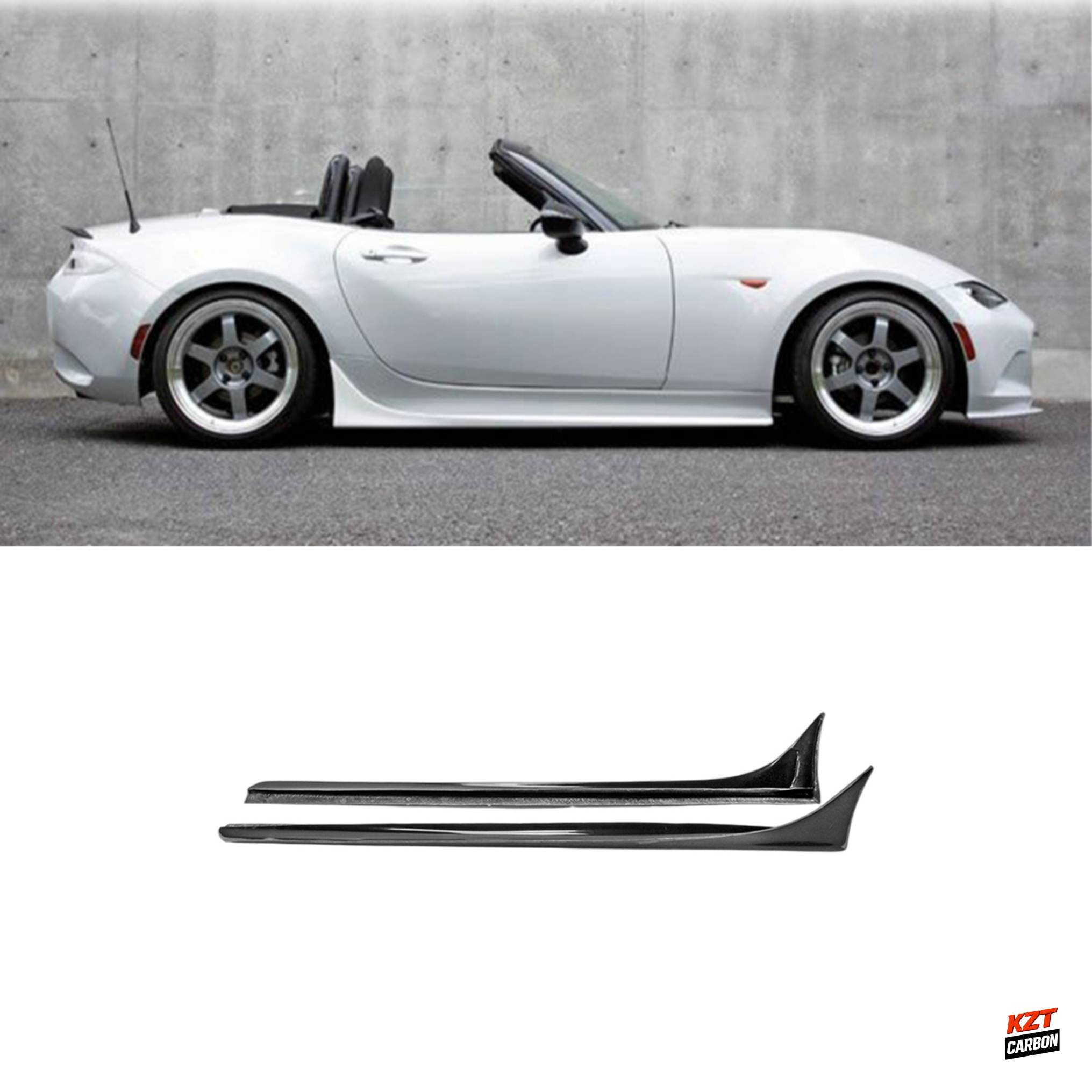 For Mazda Miata MX5 ND 16-24 Roadster GV Type Side Skirts Add On FRP Unpaint
