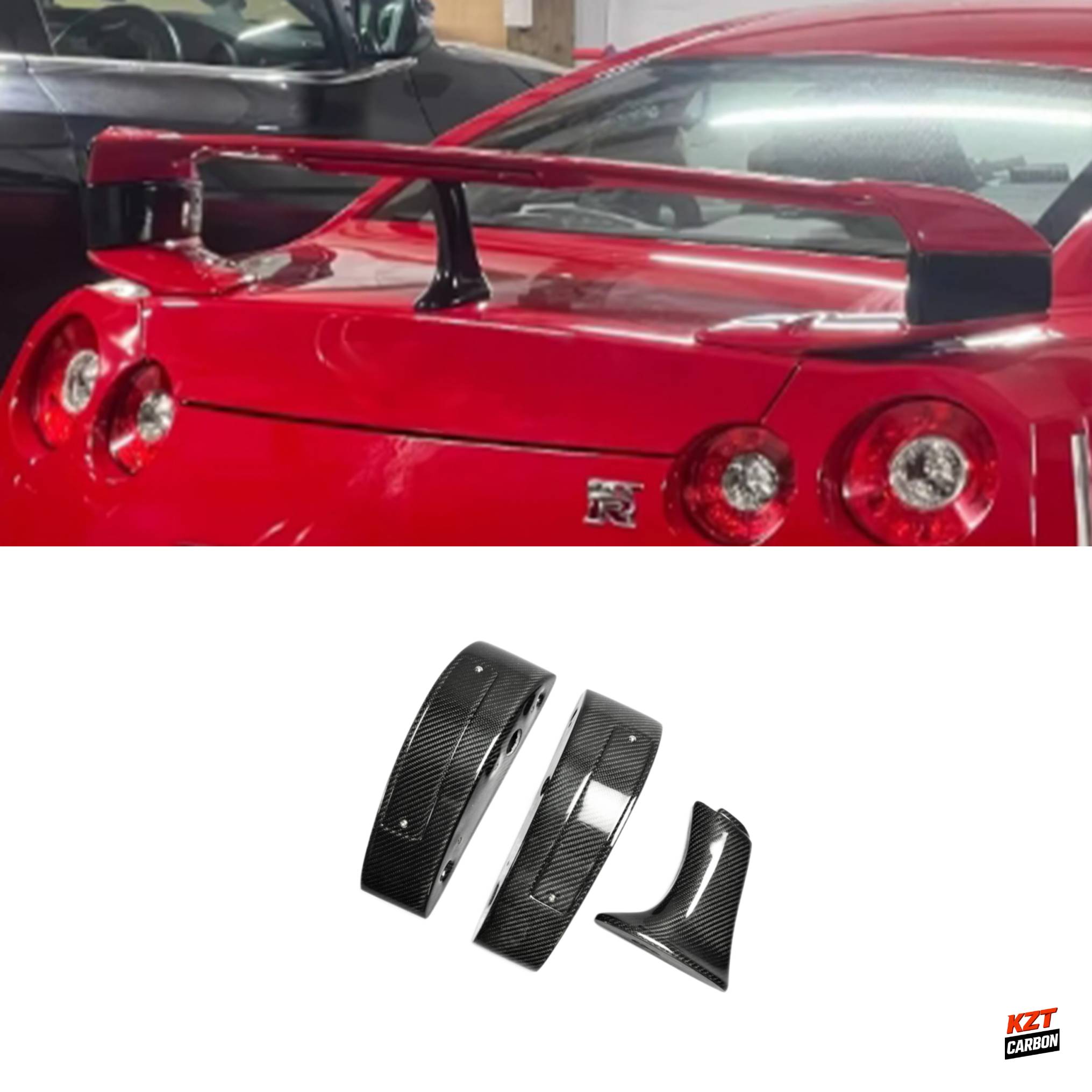 For 2008-2023 Nissan GTR R35 OEM Style Rear Trunk Spoiler Stand Base 3PCS