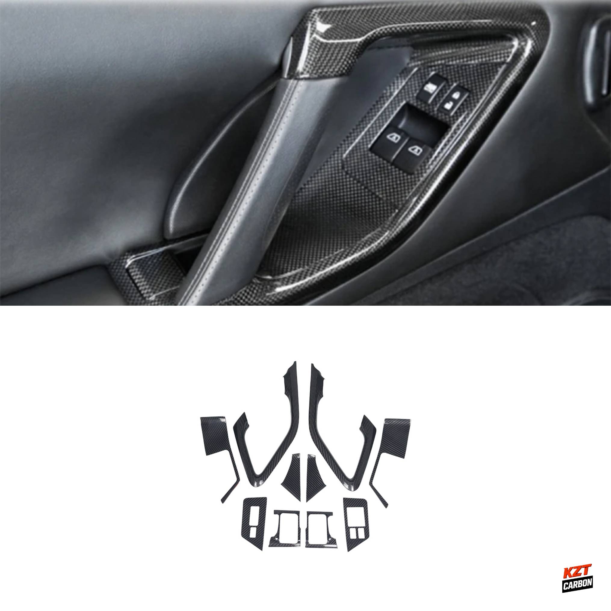 For Nissan R35 GTR 2009-2016(LHD Only) Interior Trim Panel Kits 10pcs Dry Carbon