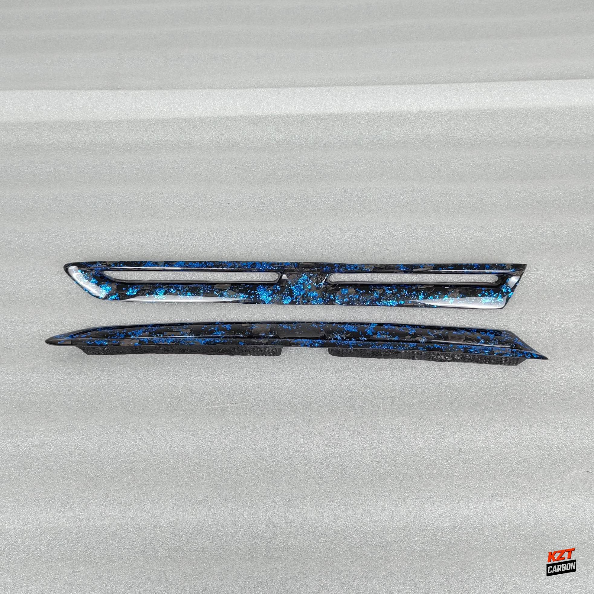 For Nissan R35 GTR OEM Front Fender Vents(Pairs) Blue Flakes Forged Carbon Fiber