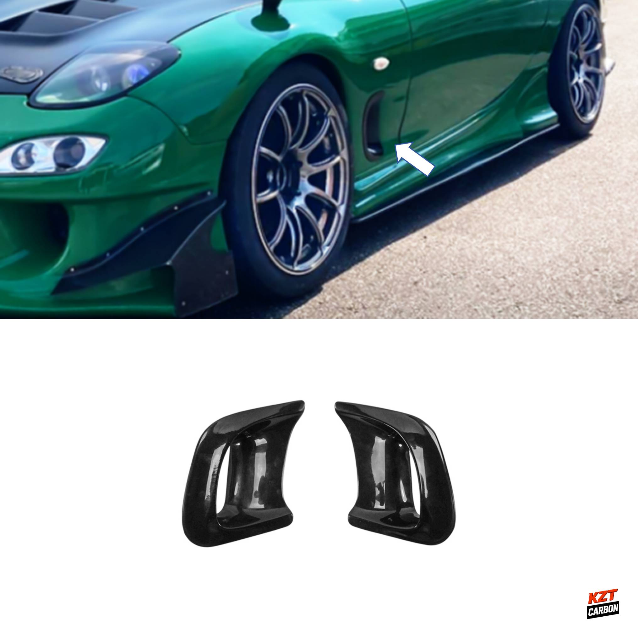 For Mazda RX-7 FD3S RE Style Fiberglass Unpaint Front Fender Big Outlet Ducts