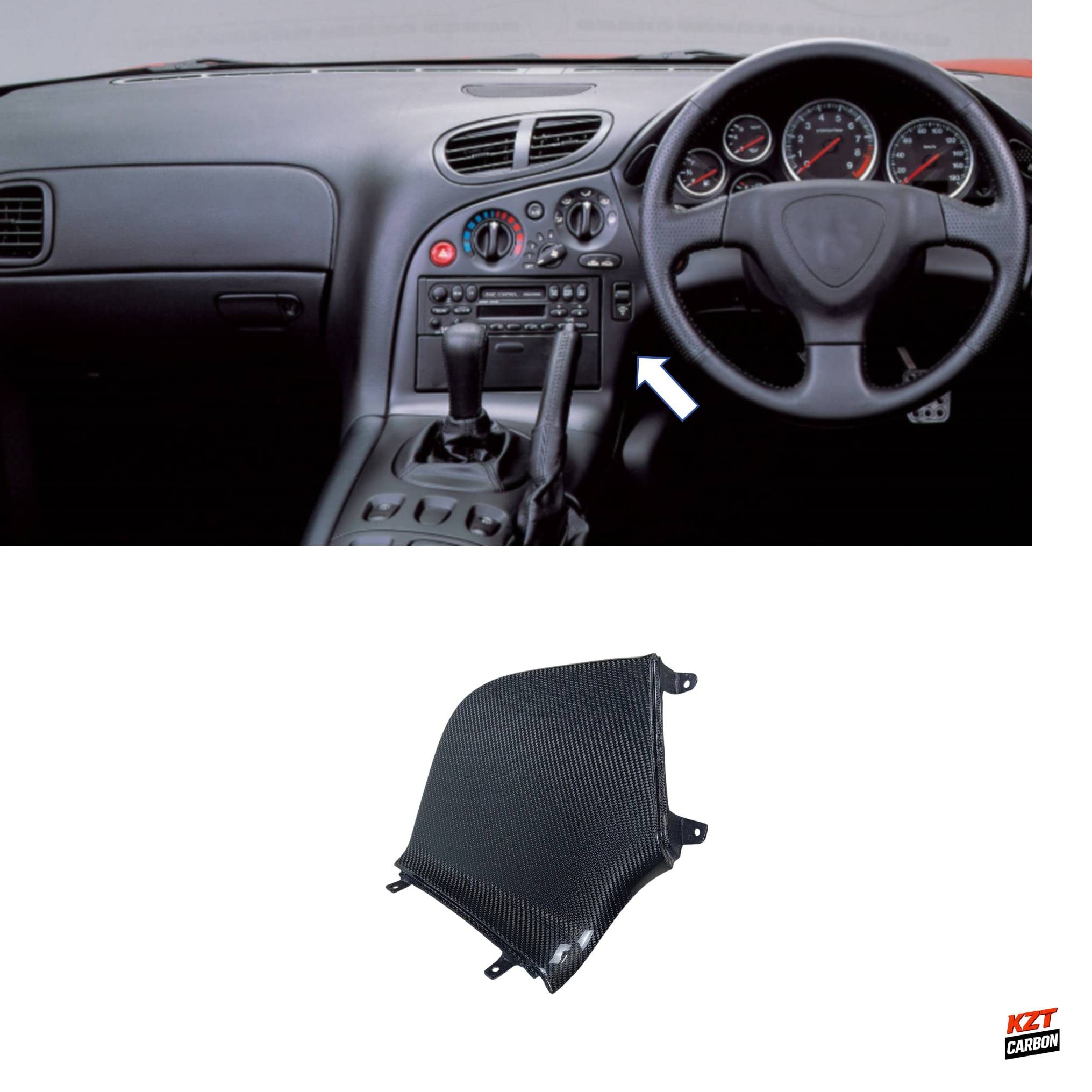 For Mazda RX7 FD3S (RHD Only) Carbon Interior Radio A/C Control Panel (Blank)