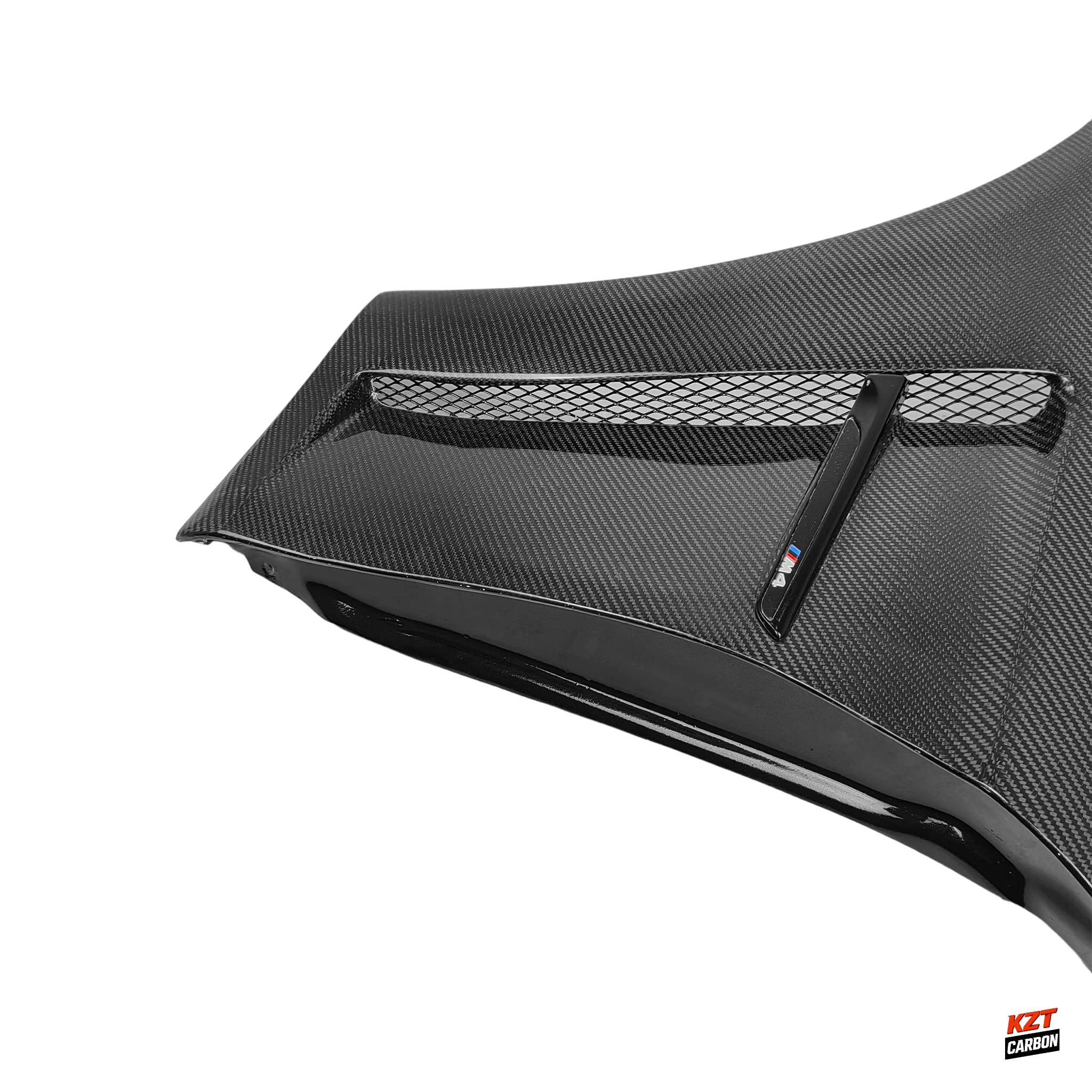 For BMW F82 M4 2014-19 Carbon Fiber KZ Style Vented Front Bumper Fender Pair