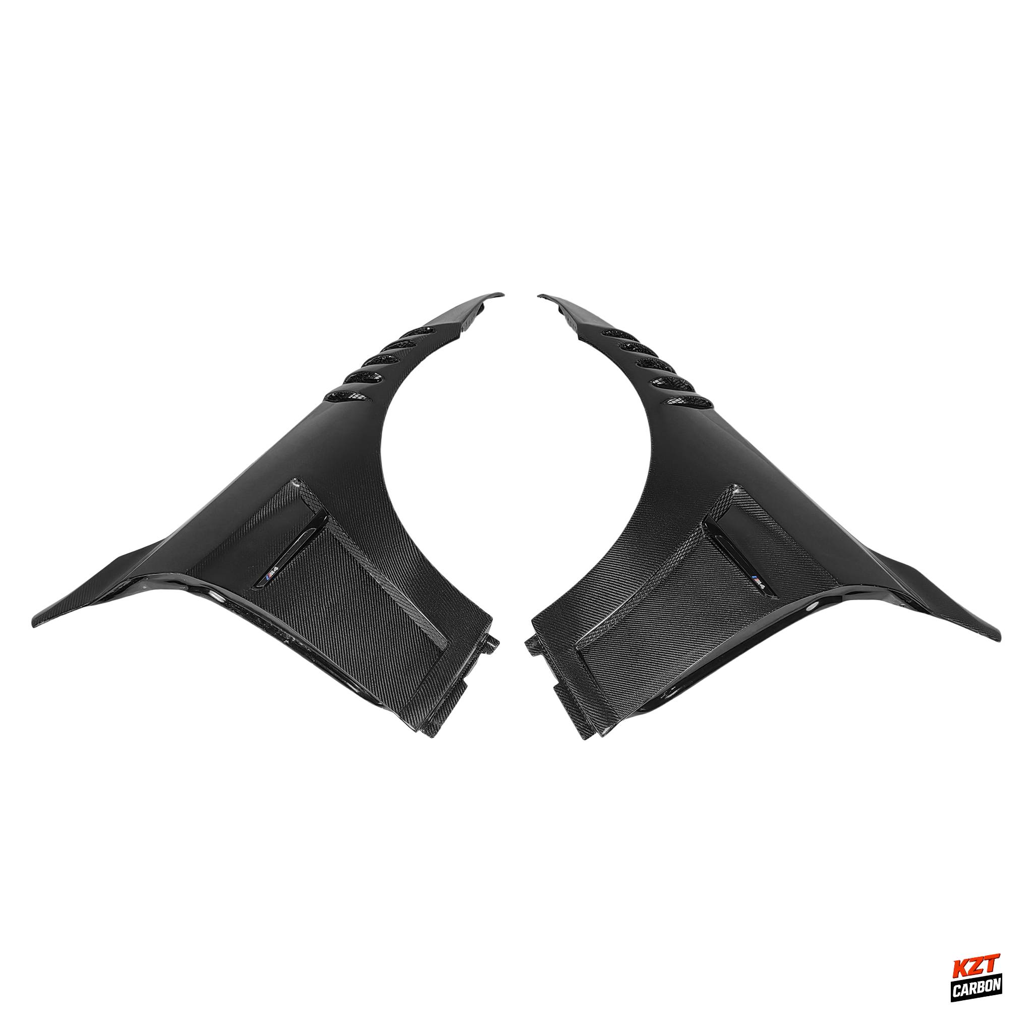 For BMW F82 M4 2014-19 Carbon Fiber KZ Style Vented Front Bumper Fender Pair