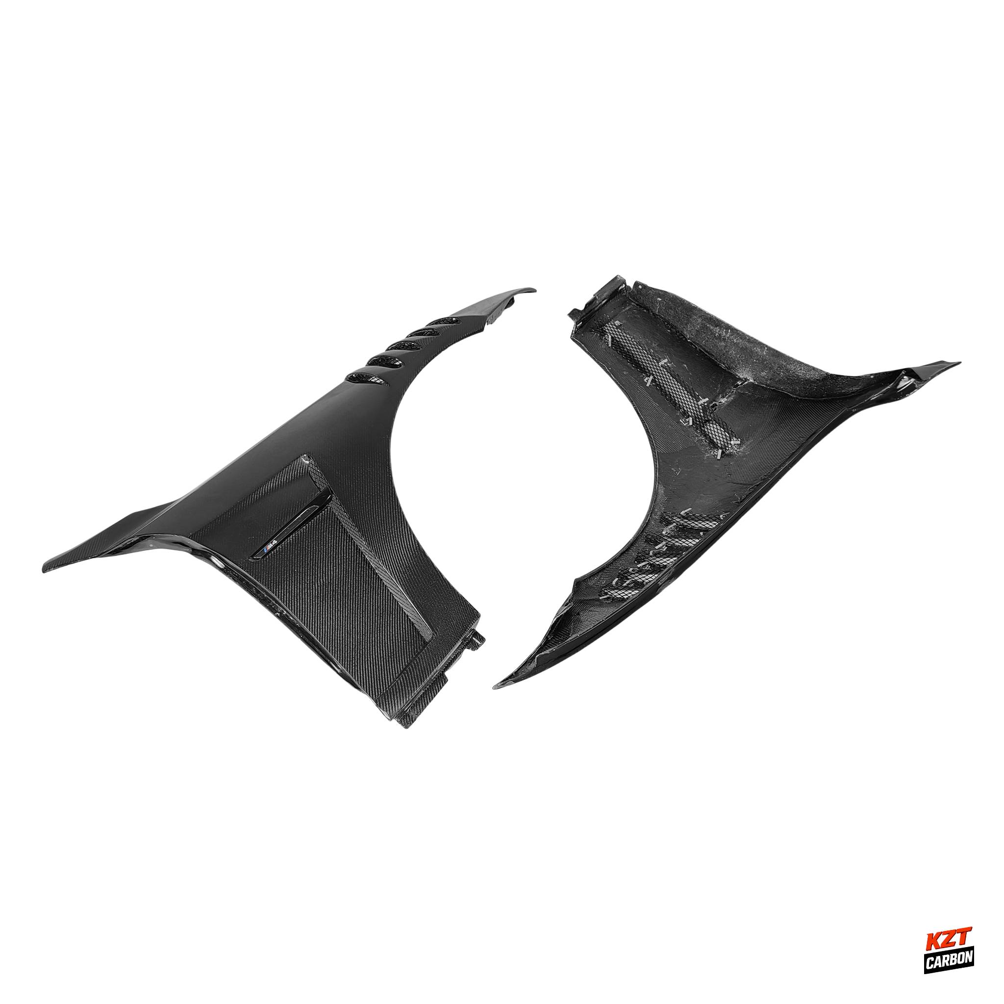 For BMW F82 M4 2014-19 Carbon Fiber KZ Style Vented Front Bumper Fender Pair