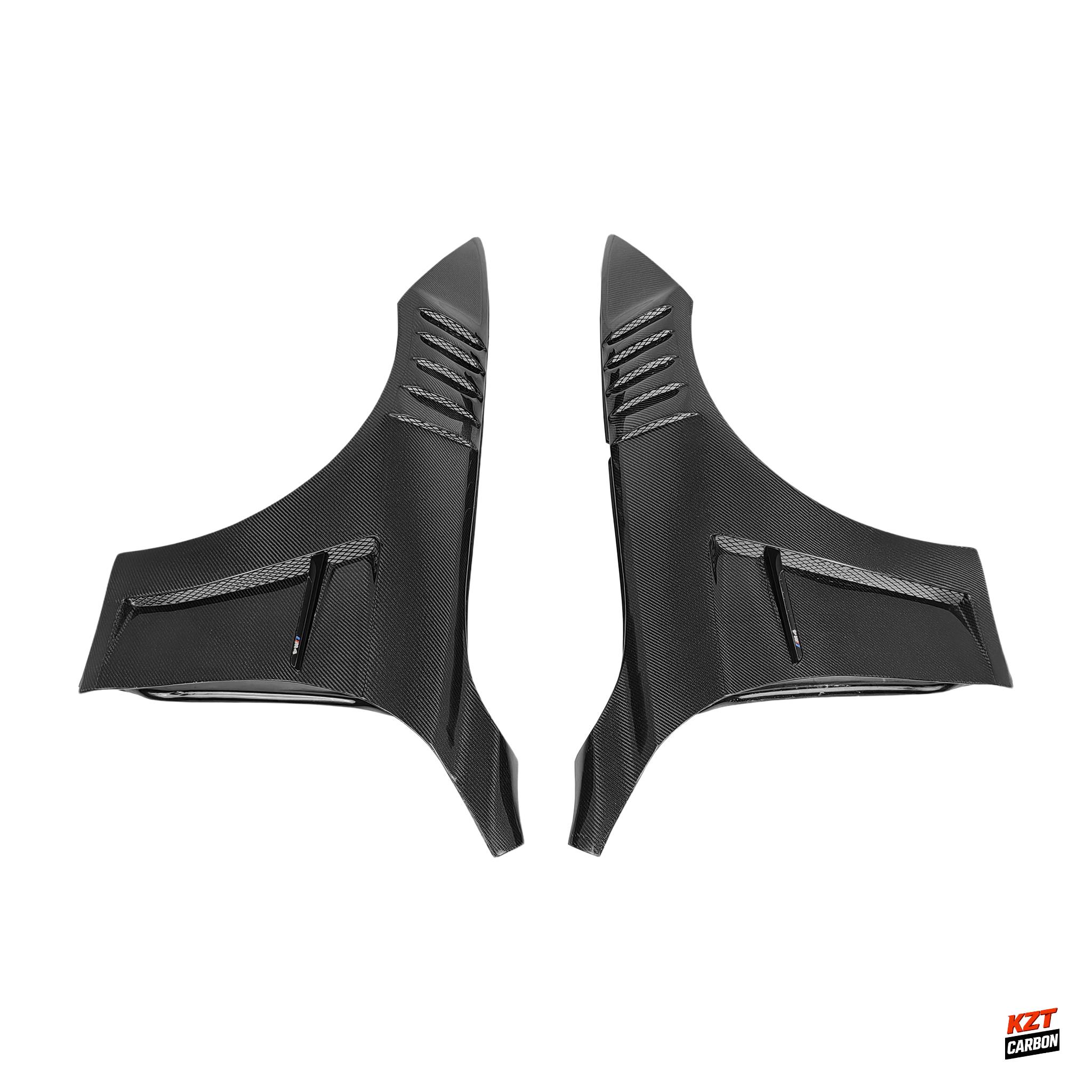 For BMW F82 M4 2014-19 Carbon Fiber KZ Style Vented Front Bumper Fender Pair