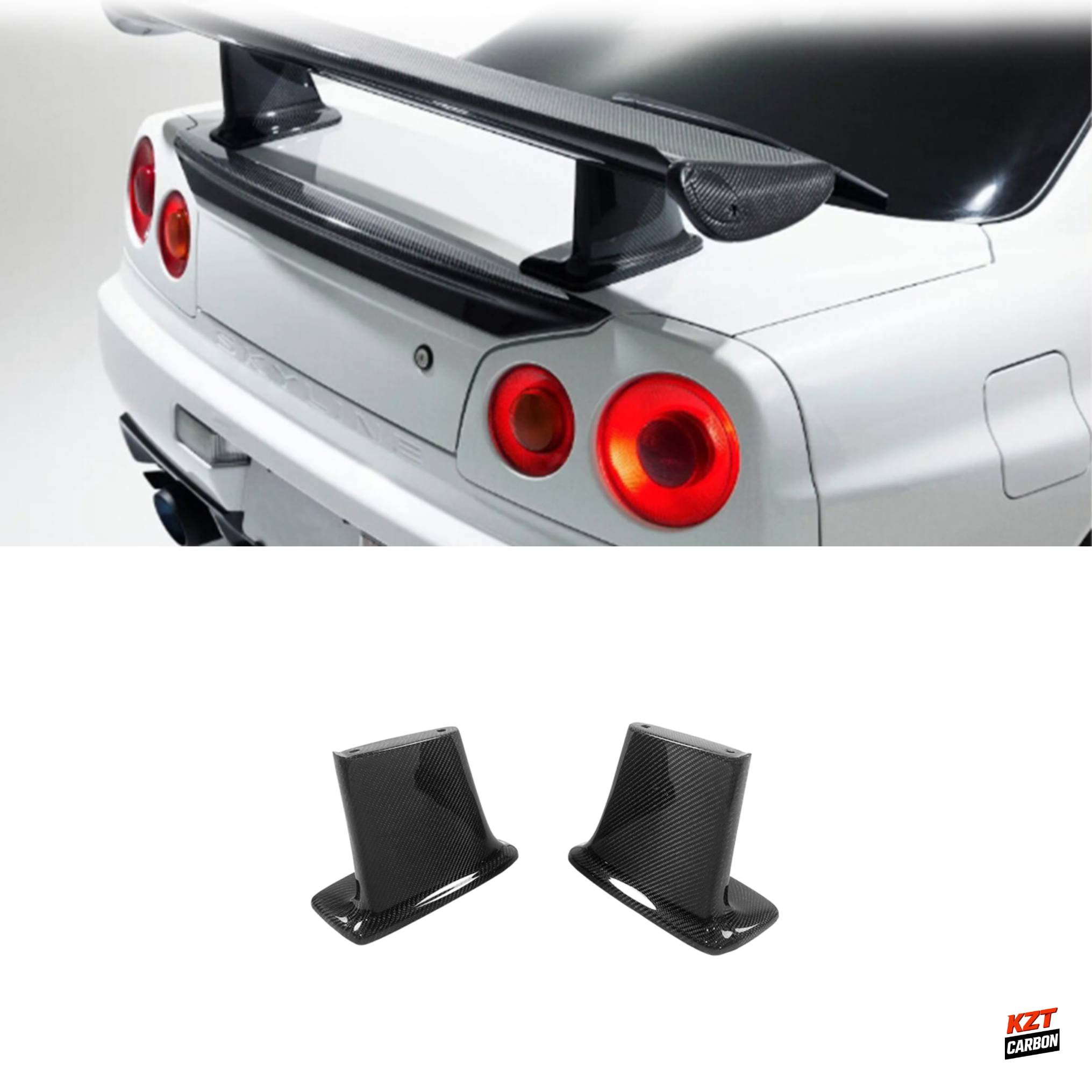 For Nissan Skyline R34 GTR GTT JUN Style High Spoiler Leg Stand Carbon Fiber