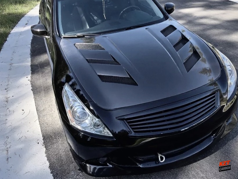 For Infiniti G37 Q40 4 Door Sedan 2008-13 Carbon Fiber KZ Style Front Hood Bonnet