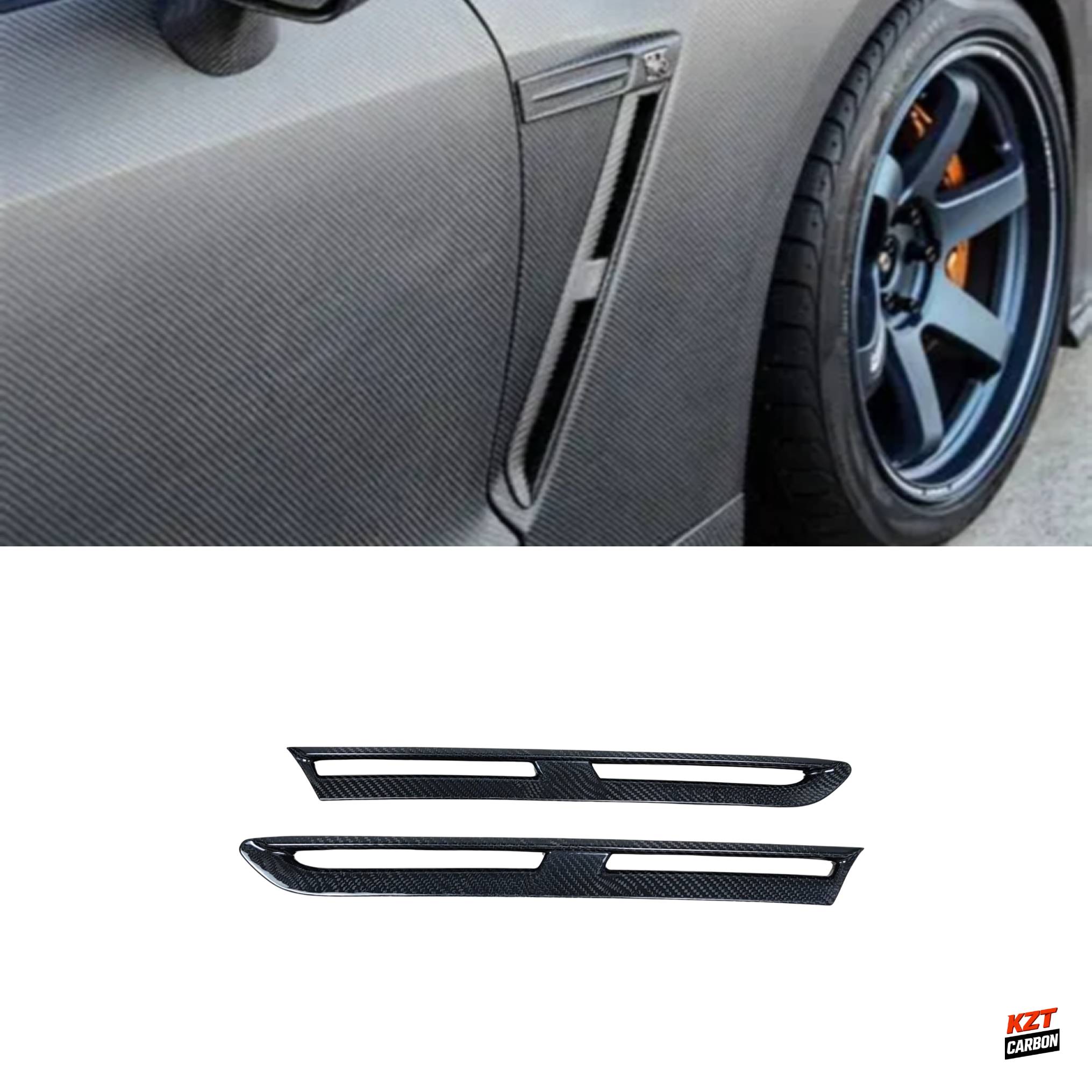 For Nissan GTR R35 2D 08-16 Dry Carbon Front Bumper Side Fender Vents Cover