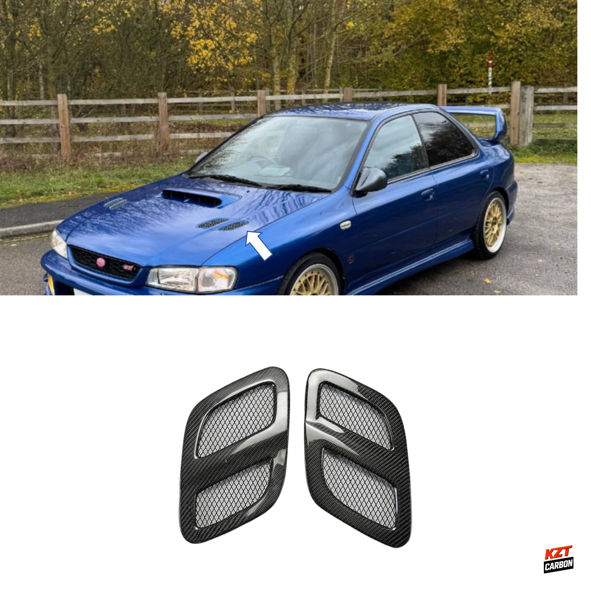 For Subaru Impreza WRX GC8 STI KZ Carbon Fiber Front Hood 22B Side Vents Pair