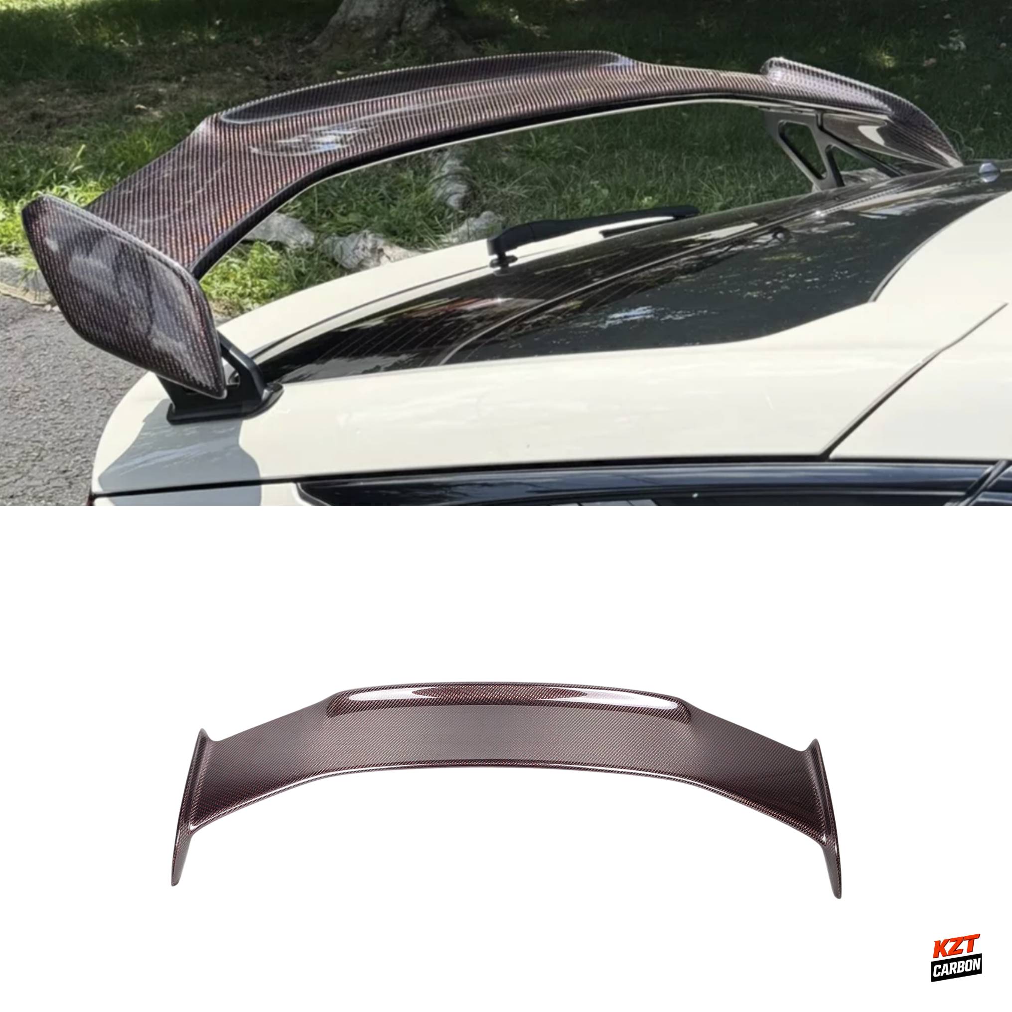 For Honda Civic Type R FL5 2023-24 MD Style Dry Red Carbon Rear Trunk Spoiler