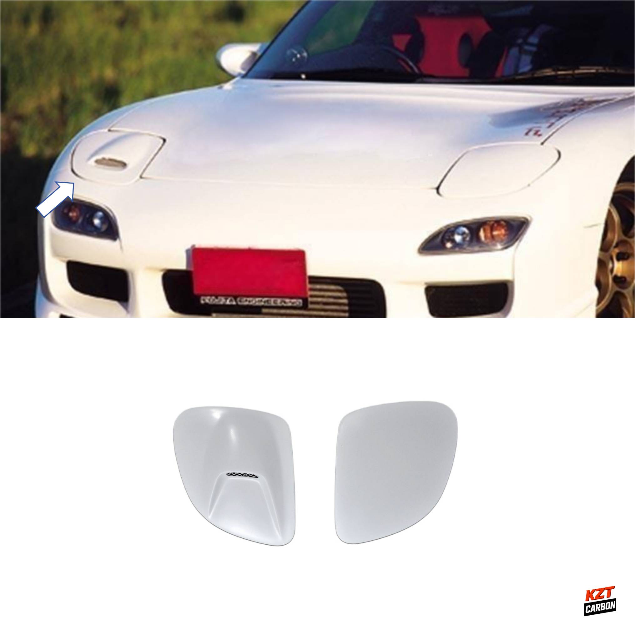 For Mazda RX-7 FD RX7 FD3S NACA FRP Unpaint Front Bumper Vent Headlight Cover