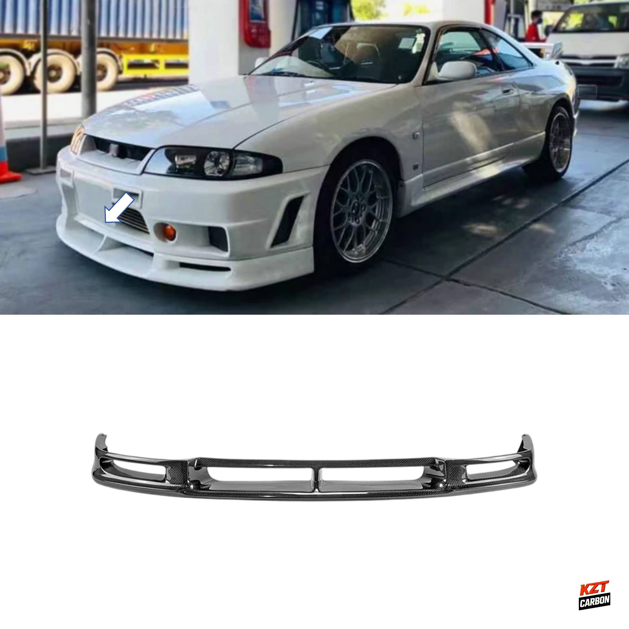 For Nissan Skyline R33 GTR (OE Bumper Only) 400R Style Carbon Fiber Front Lip