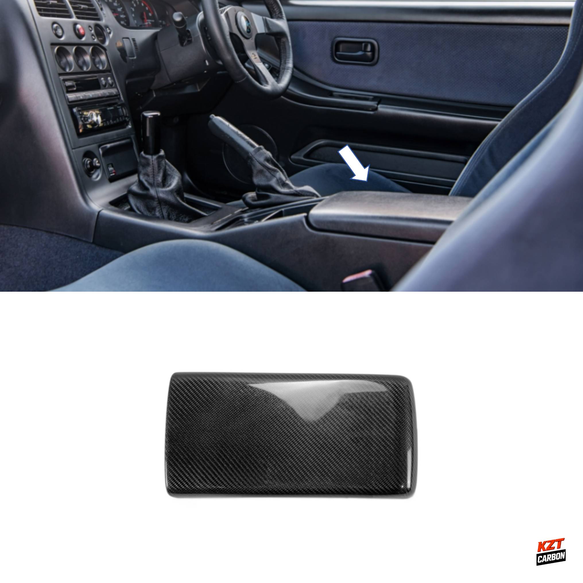 For Nissan Skyline R33 GTR GTS Carbon Fiber Interior Armrest Box Cover Panel