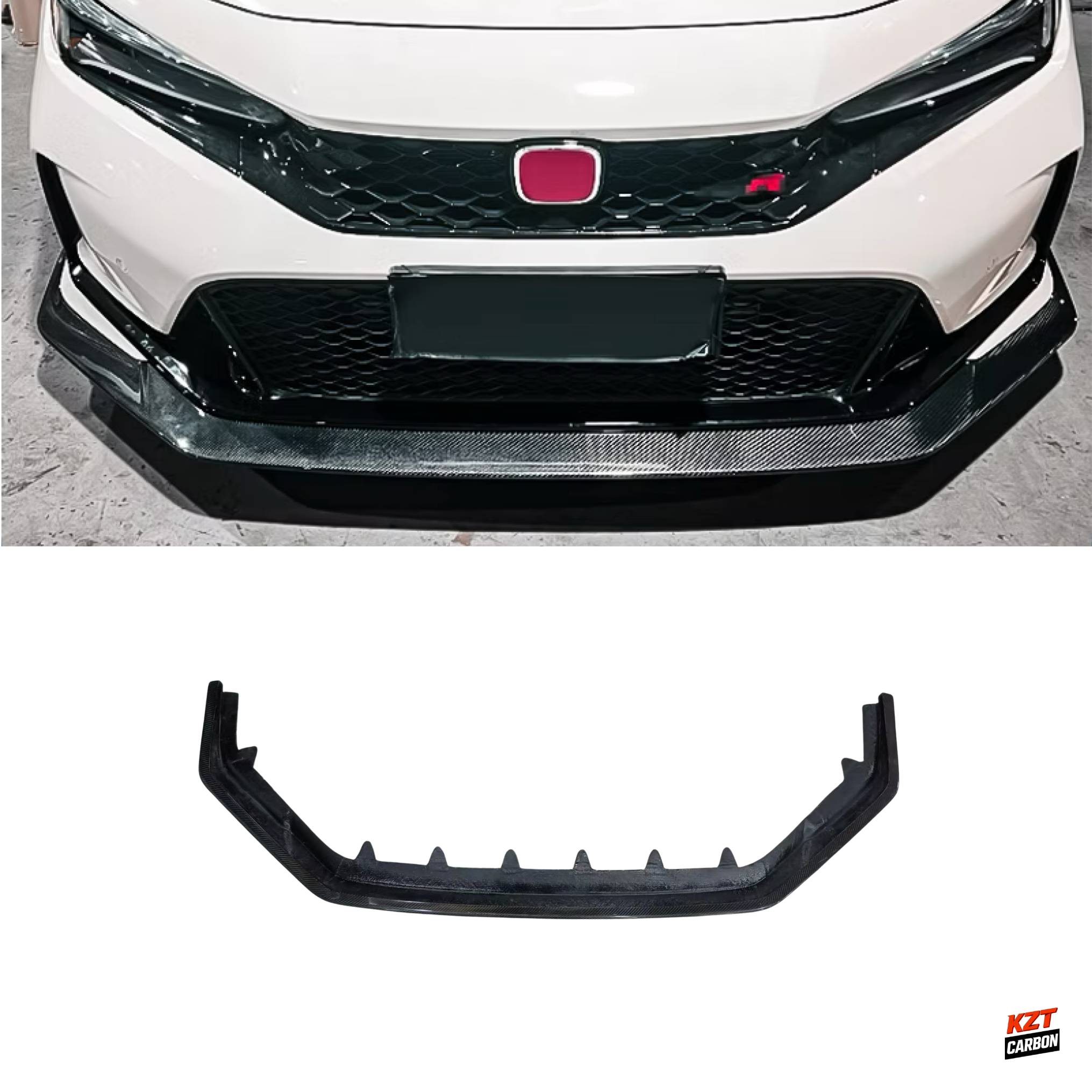 For Honda Civic Type R FL5 Hatchback 2023-26 Carbon KZ Style Front Bumper Lip