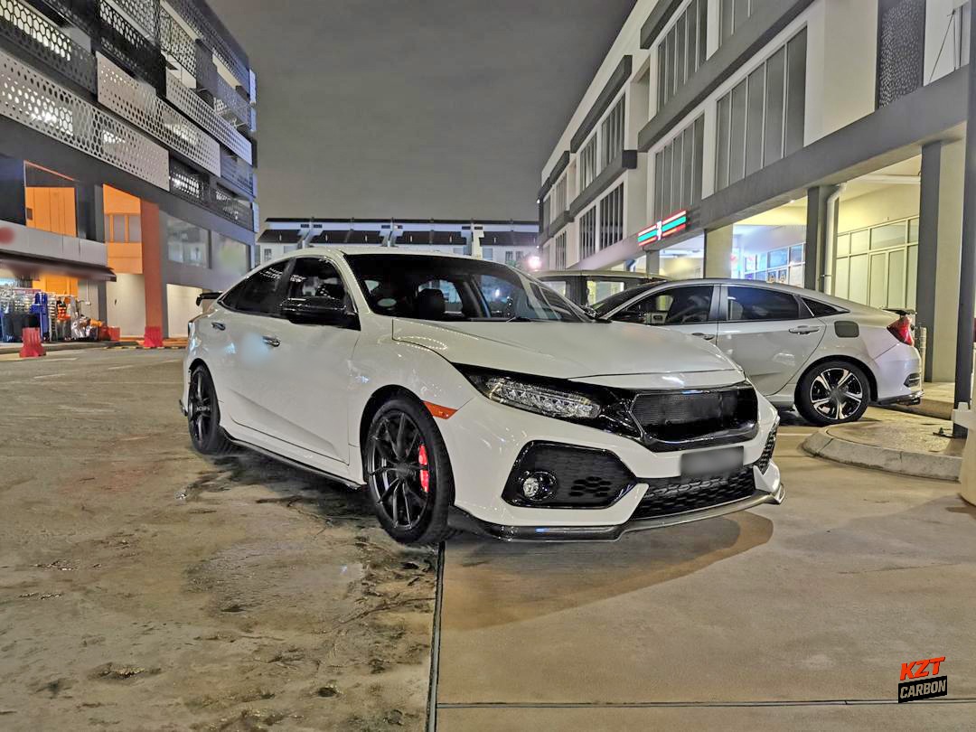 For Honda Civic Type R FK8 16-21 JS Style Fiberglass Unpaint Front Bumper Grille