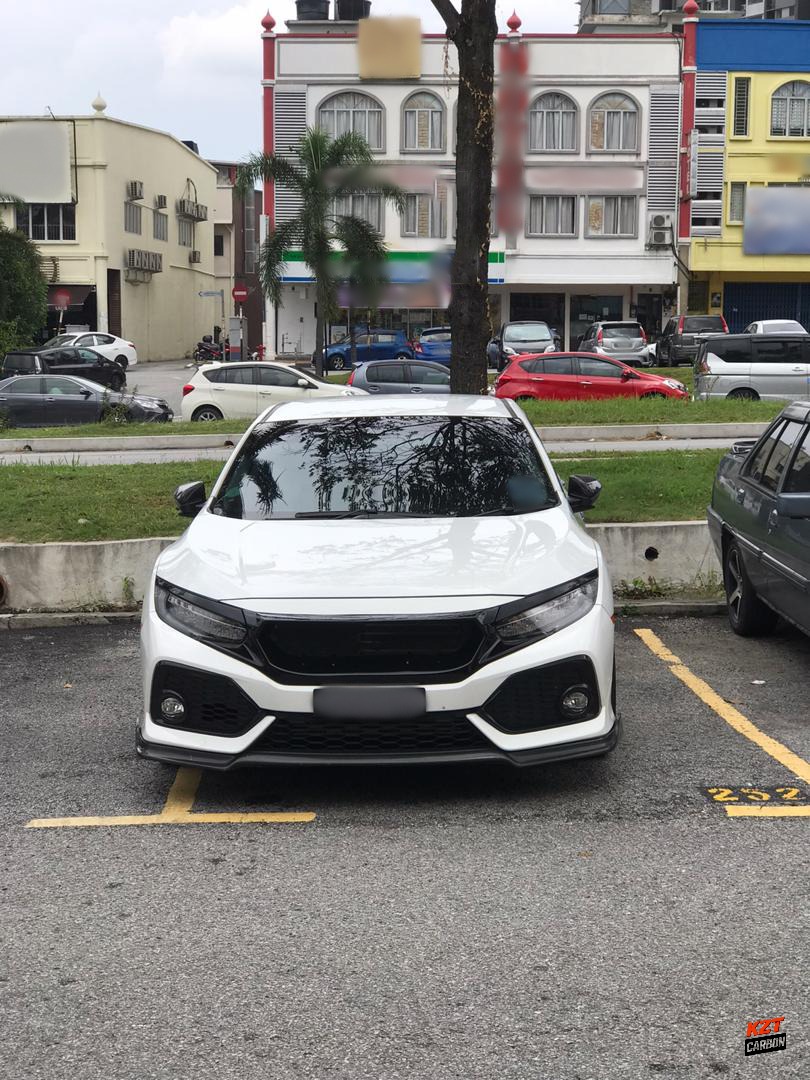 For Honda Civic Type R FK8 16-21 JS Style Fiberglass Unpaint Front Bumper Grille