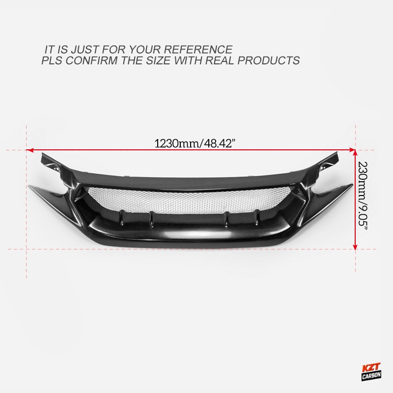 For Honda Civic Type R FK8 16-21 JS Style Fiberglass Unpaint Front Bumper Grille