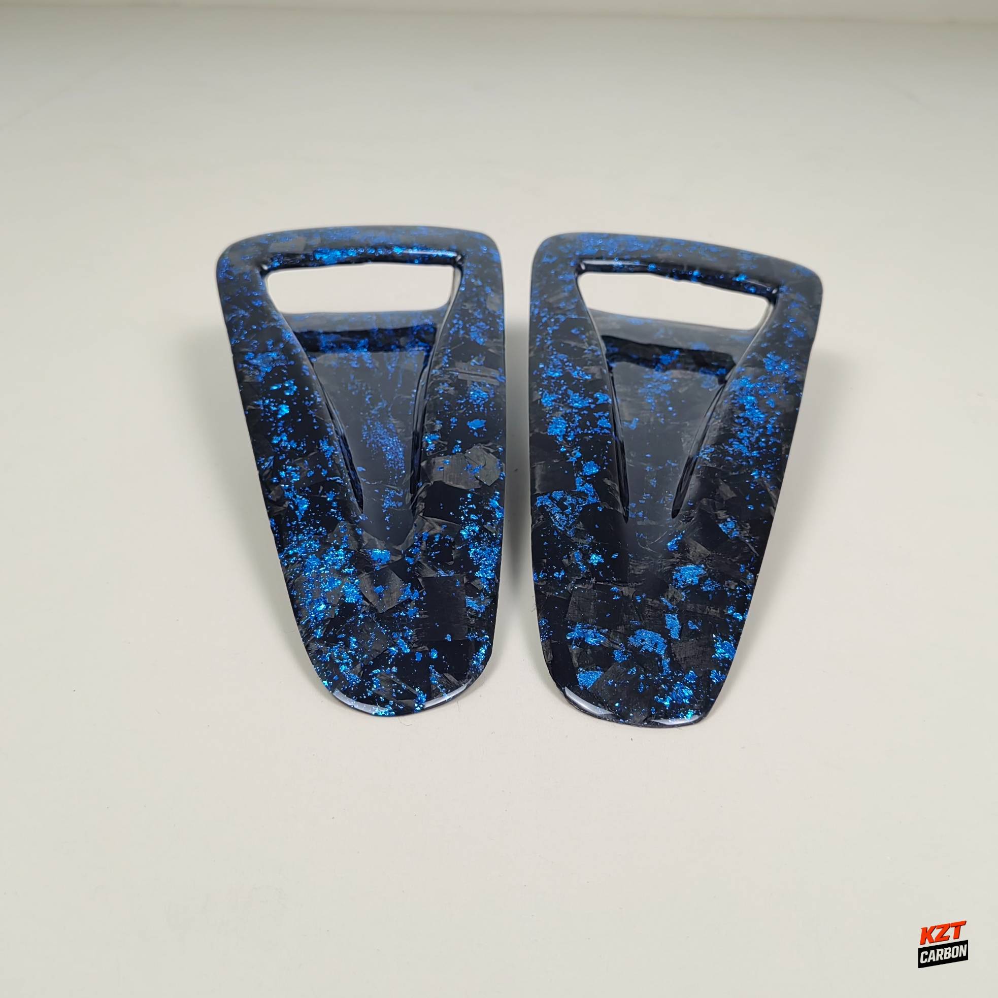 For R35 GTR 08-23 OEM Front Hood Bonnet Vents(Pairs) Blue Flakes Forged Carbon