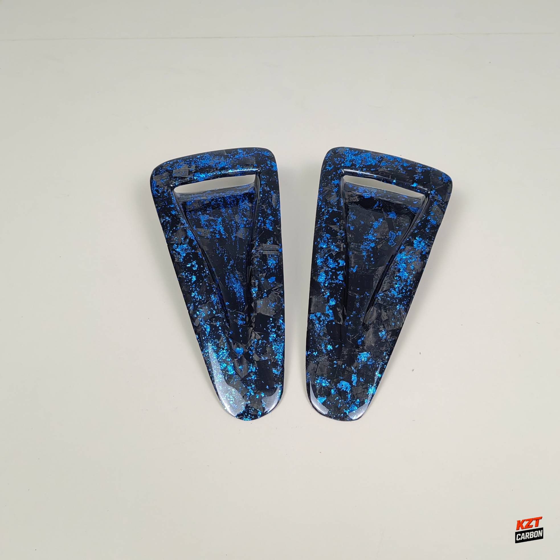 For R35 GTR 08-23 OEM Front Hood Bonnet Vents(Pairs) Blue Flakes Forged Carbon