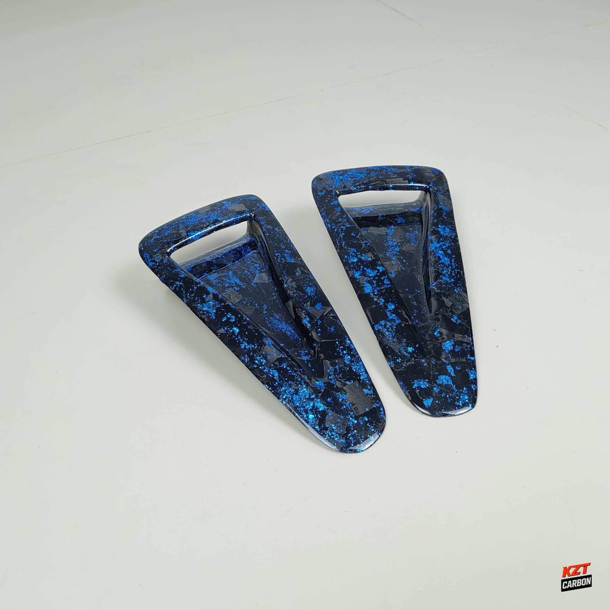 For R35 GTR 08-23 OEM Front Hood Bonnet Vents(Pairs) Blue Flakes Forged Carbon