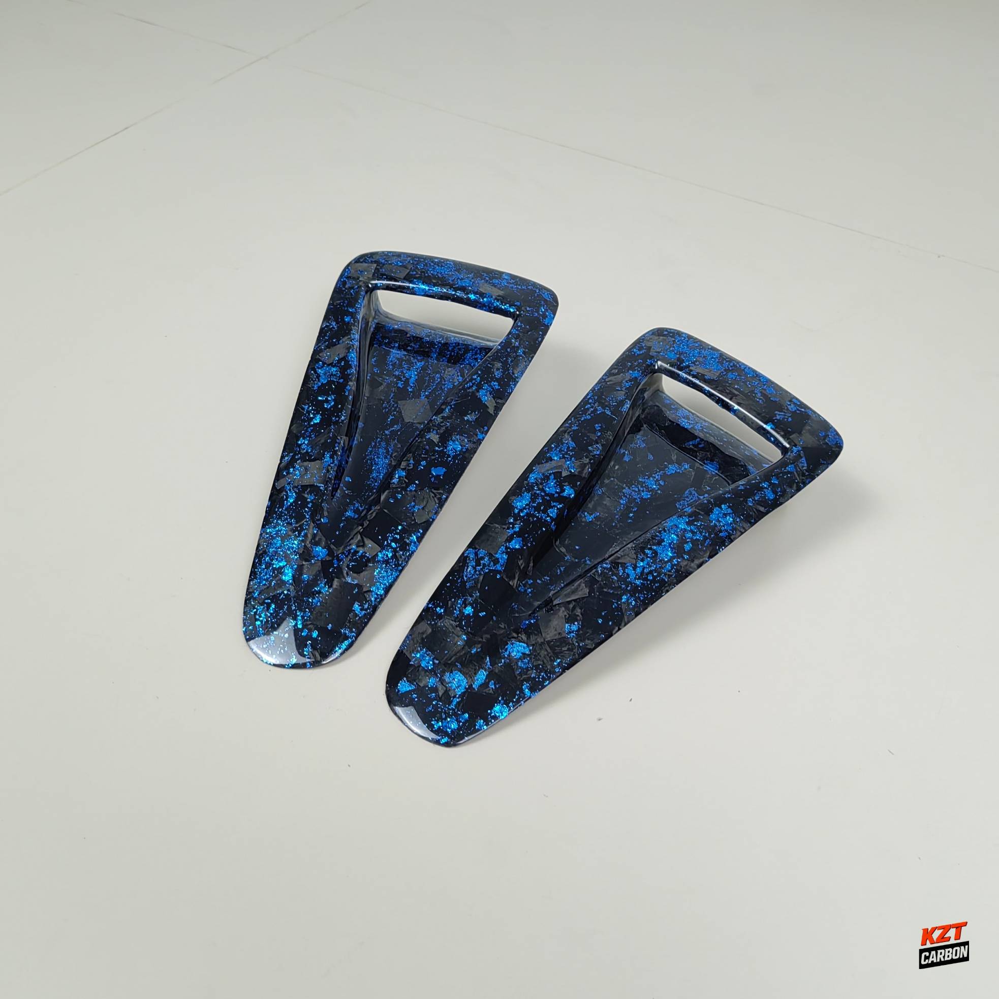 For R35 GTR 08-23 OEM Front Hood Bonnet Vents(Pairs) Blue Flakes Forged Carbon