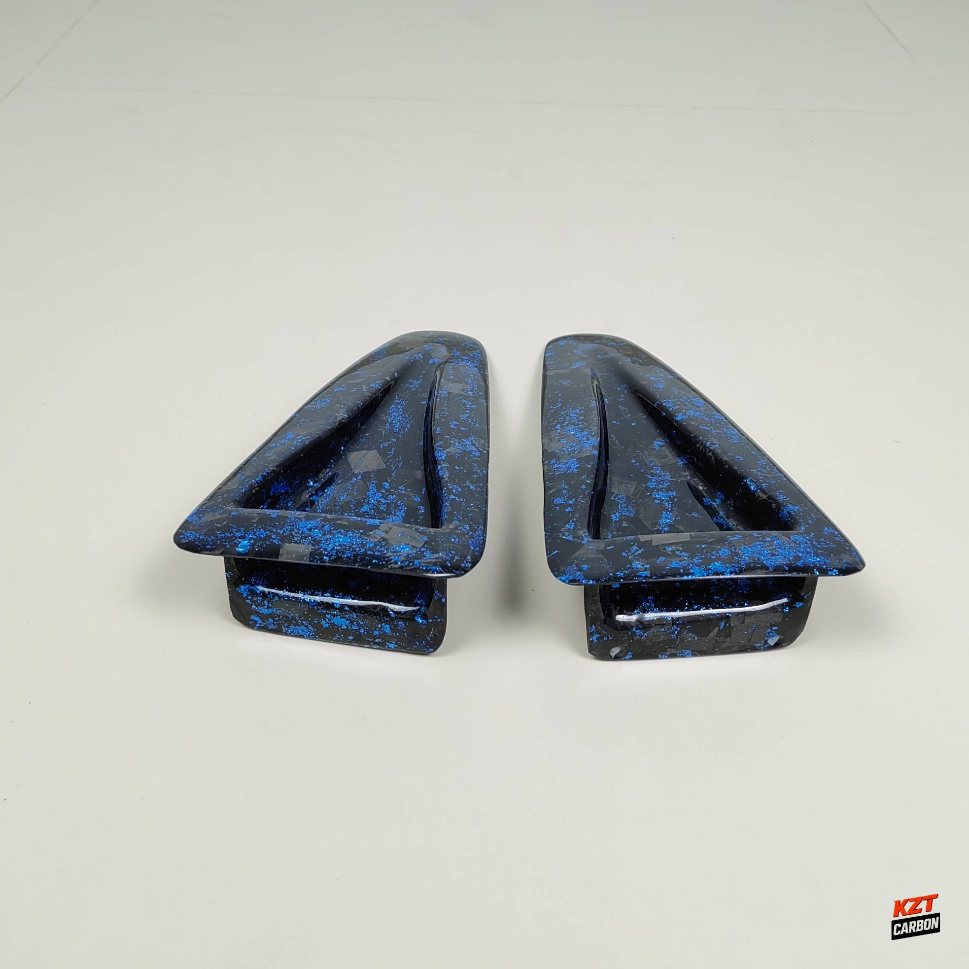 For R35 GTR 08-23 OEM Front Hood Bonnet Vents(Pairs) Blue Flakes Forged Carbon