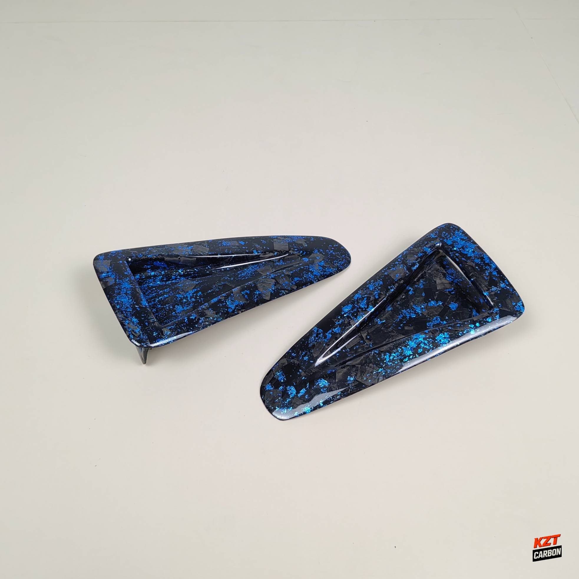 For R35 GTR 08-23 OEM Front Hood Bonnet Vents(Pairs) Blue Flakes Forged Carbon