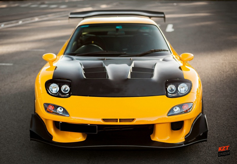 For Mazda RX-7 FD RX7 FD3S RE Style Carbon Fiber Front Vented Bumper Hood Bonnet