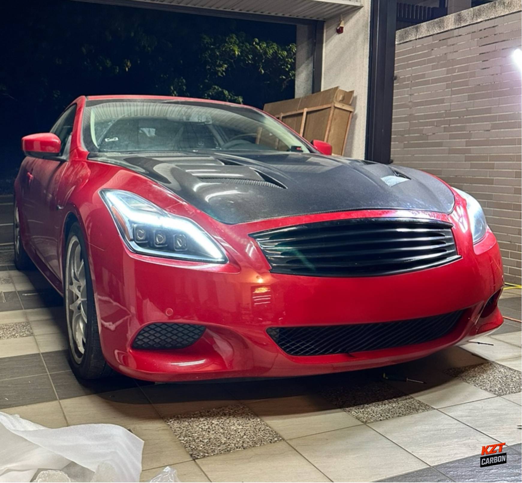 For Infiniti G37 Q40 2 Door Coupe 2008-13 Carbon Fiber KZ Style Front Hood Bonnet