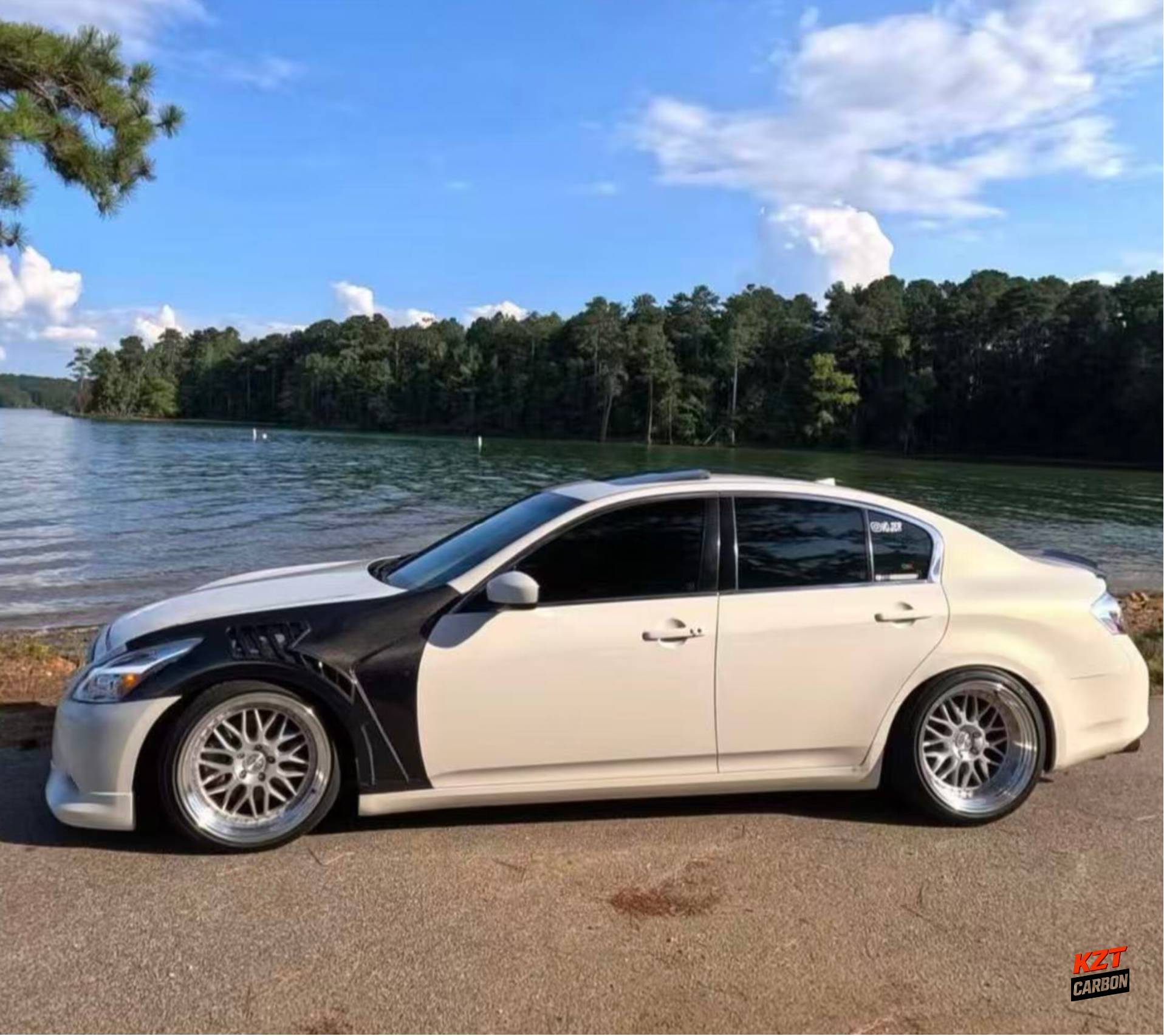 For Infiniti G37 Q40 4 Door Sedan 08-13 Carbon Fiber V3 Style Vented Front Fender