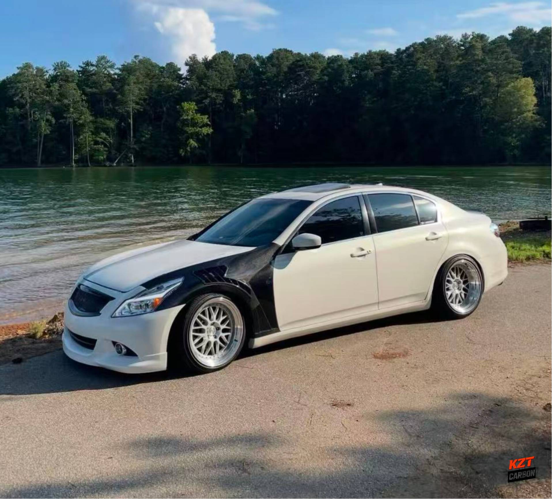 For Infiniti G37 Q40 4 Door Sedan 08-13 Carbon Fiber V3 Style Vented Front Fender