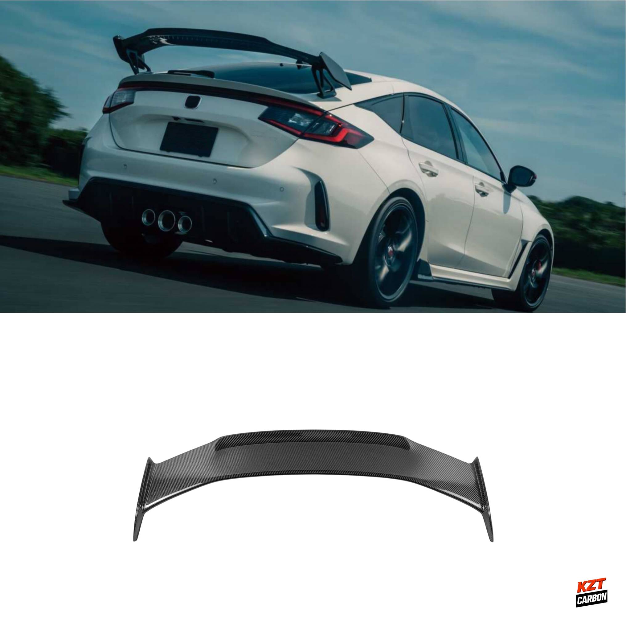 For Honda Civic Type R FL5 2023-24 MD Style Dry Carbon Rear Trunk Spoiler Wing